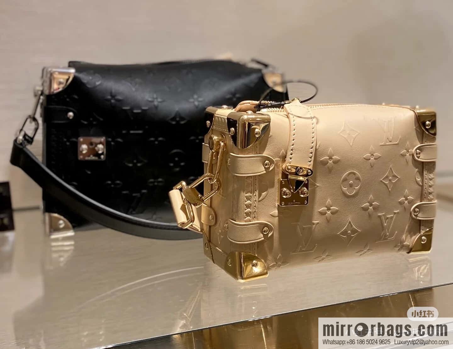 [Boutique‑grade] M14571 cream apricot, full leather soft box bag Side Trunk small handbag