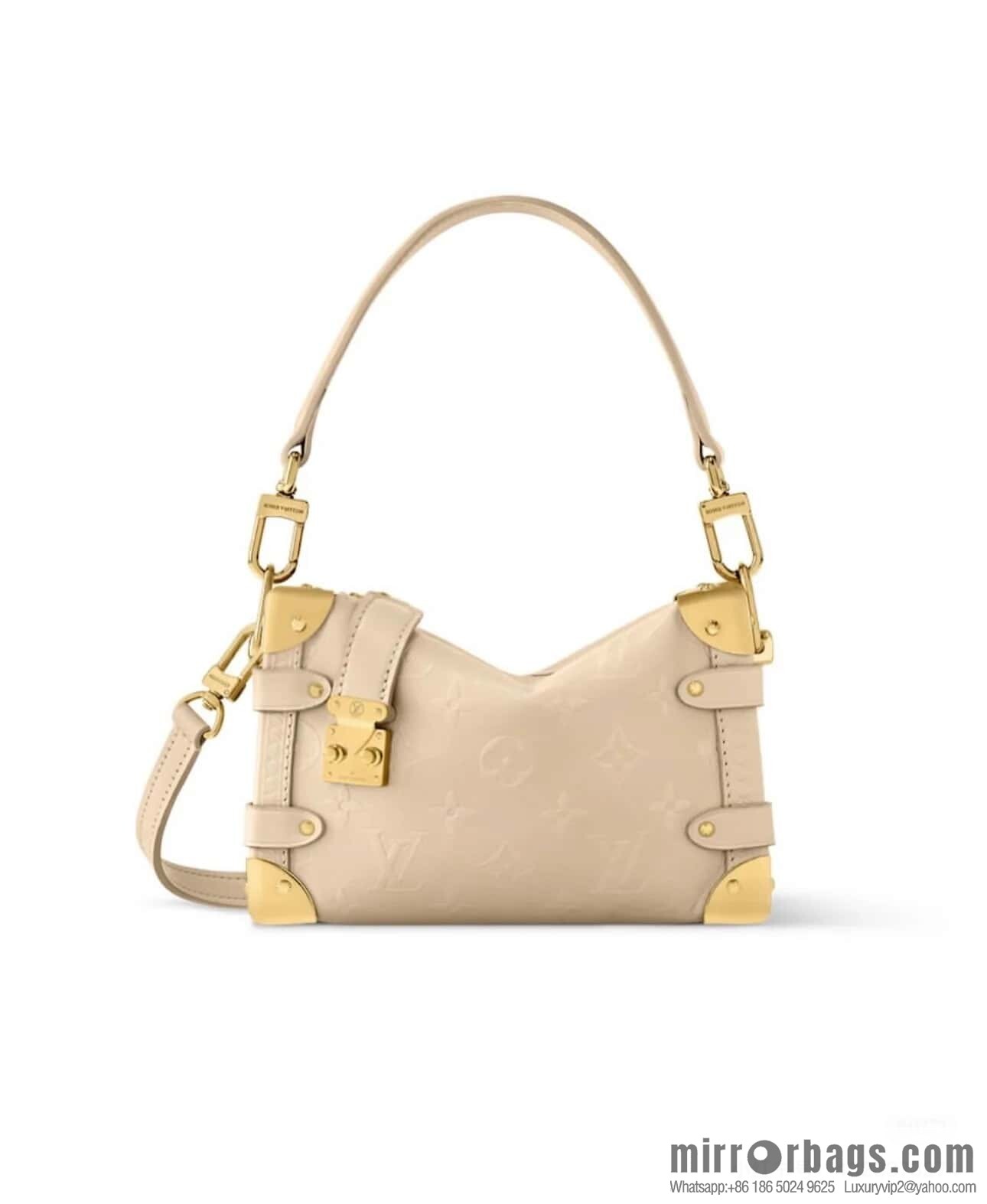 [Boutique‑grade] M14571 cream apricot, full leather soft box bag Side Trunk small handbag