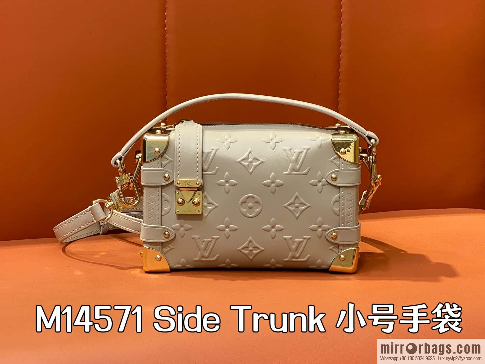[Boutique‑grade] M14571 cream apricot, full leather soft box bag Side Trunk small handbag