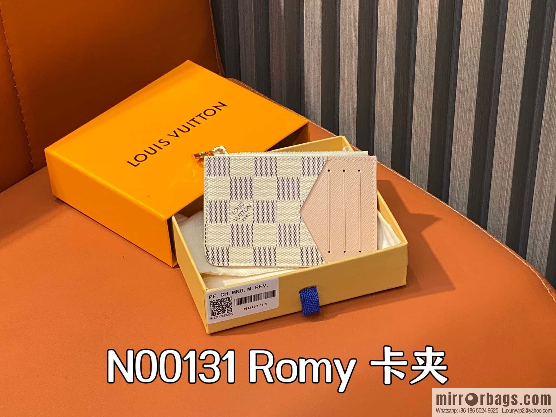 [Boutique‑grade] N00131 white grid pink, card bag card clip wallet M81881 M83602 Romy card clip