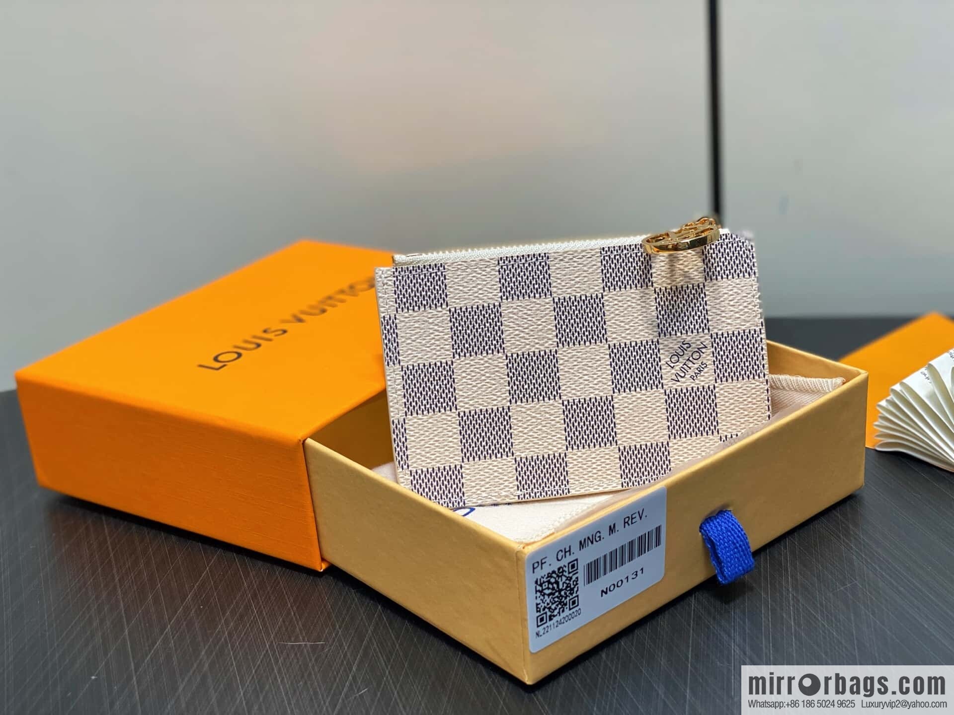 [Boutique‑grade] N00131 white grid pink, card bag card clip wallet M81881 M83602 Romy card clip