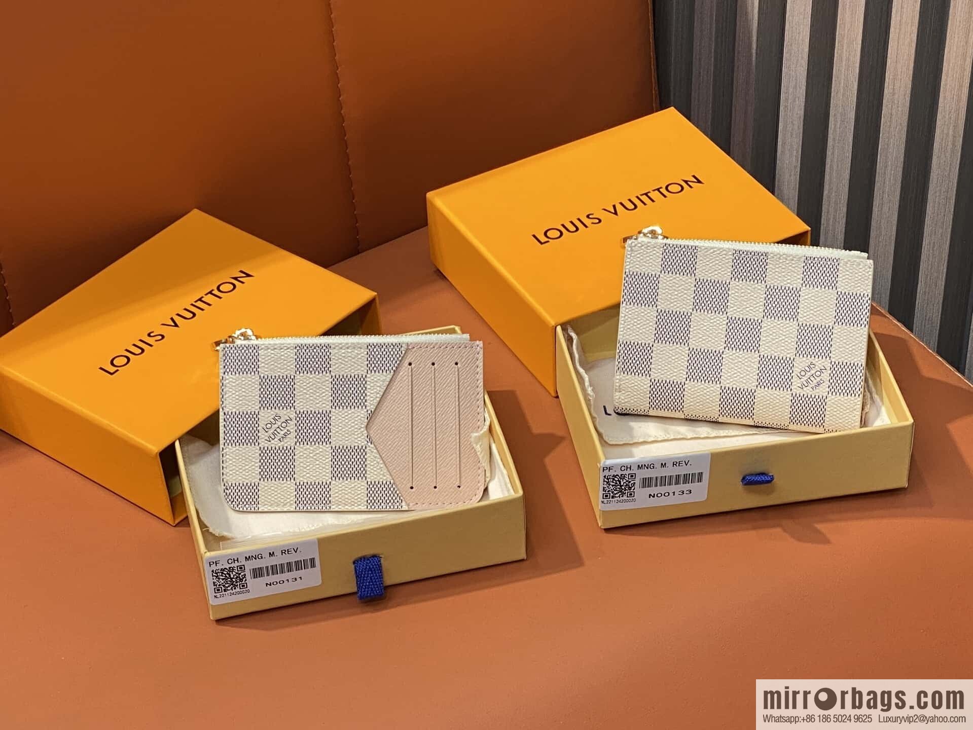 [Boutique‑grade] N00131 white grid pink, card bag card clip wallet M81881 M83602 Romy card clip