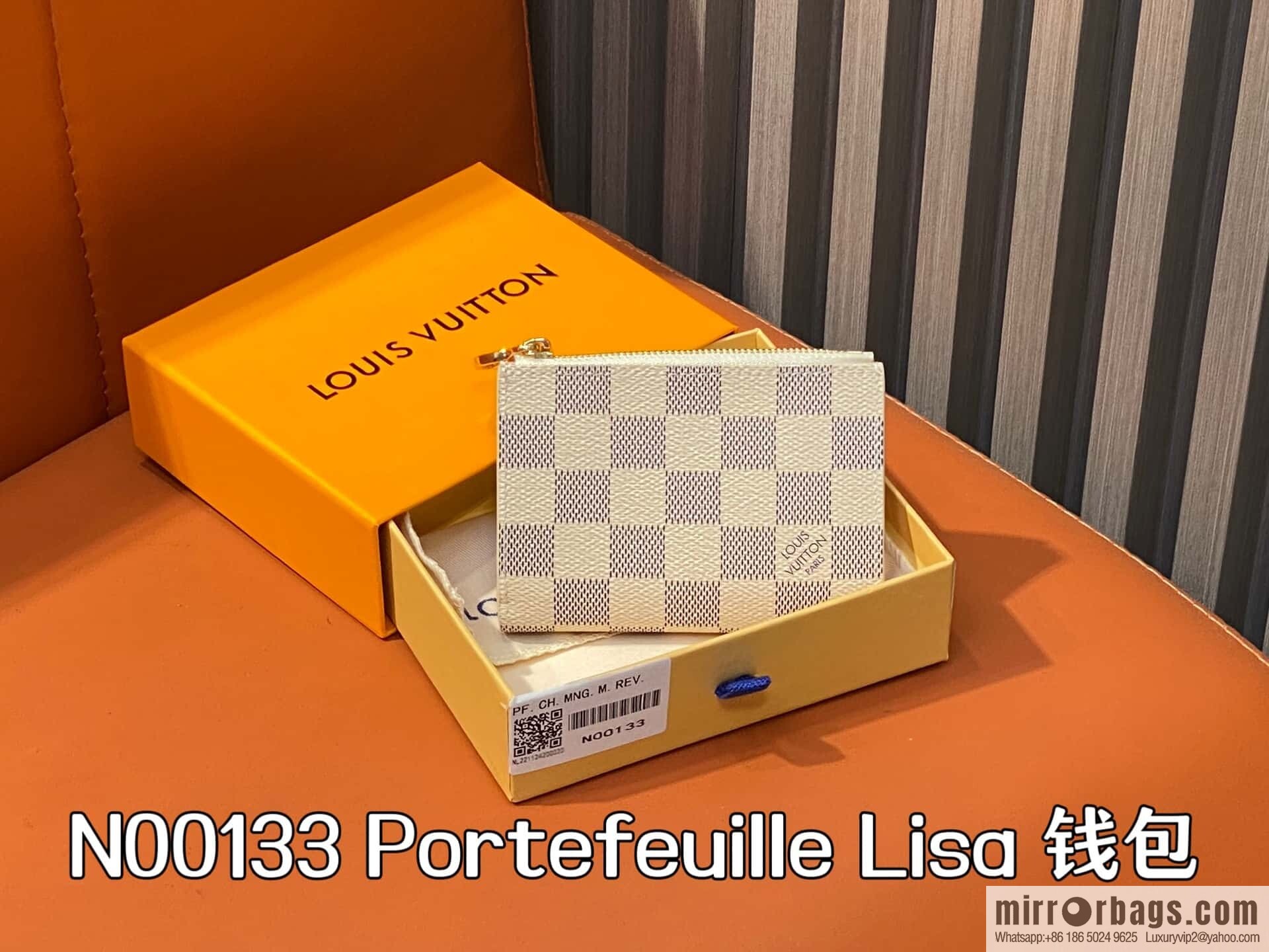 [Boutique‑grade] N00133 white grid pink, wallet 20% off change bag wallet Portefeuille Lisa wallet