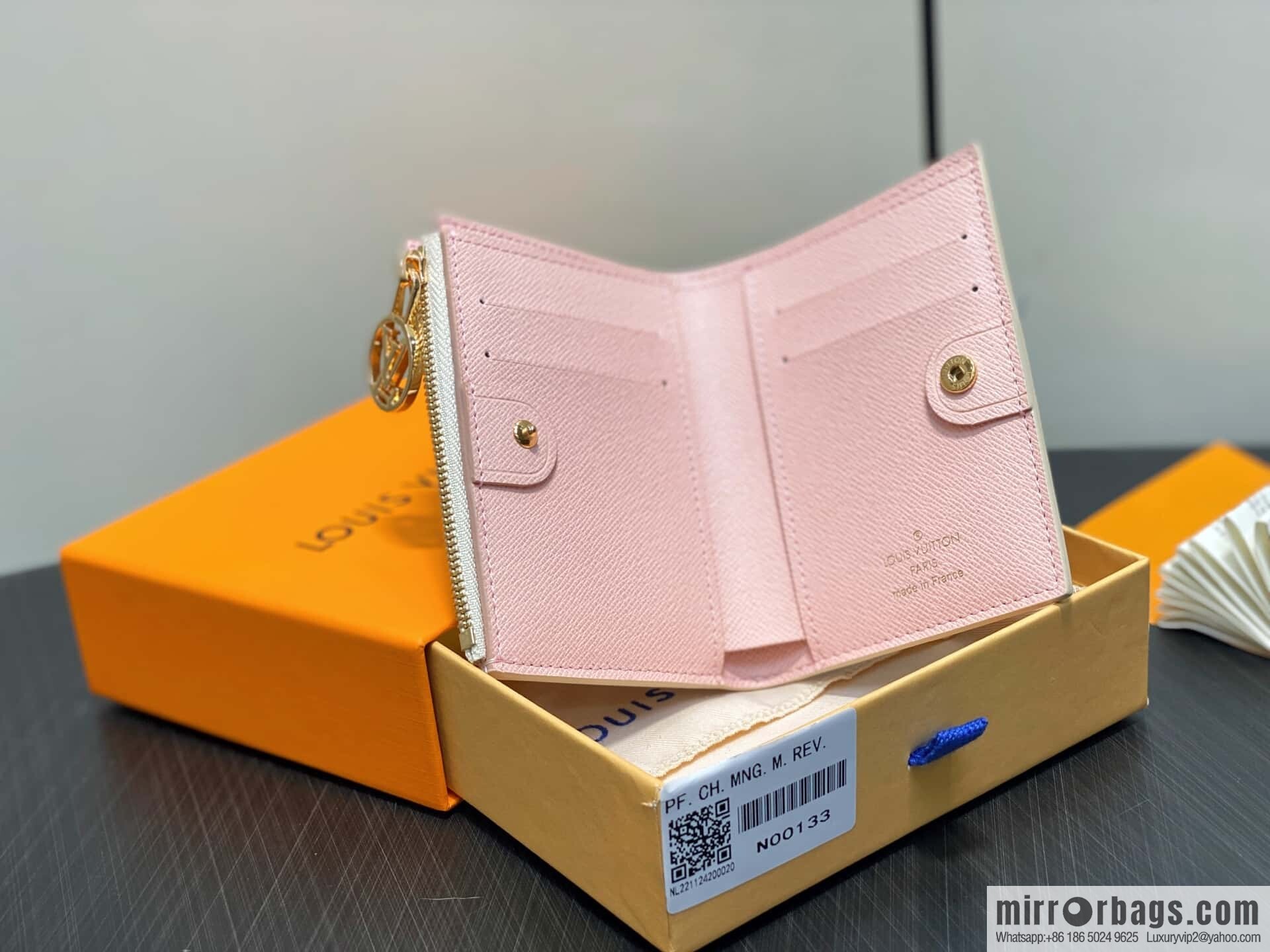 [Boutique‑grade] N00133 white grid pink, wallet 20% off change bag wallet Portefeuille Lisa wallet