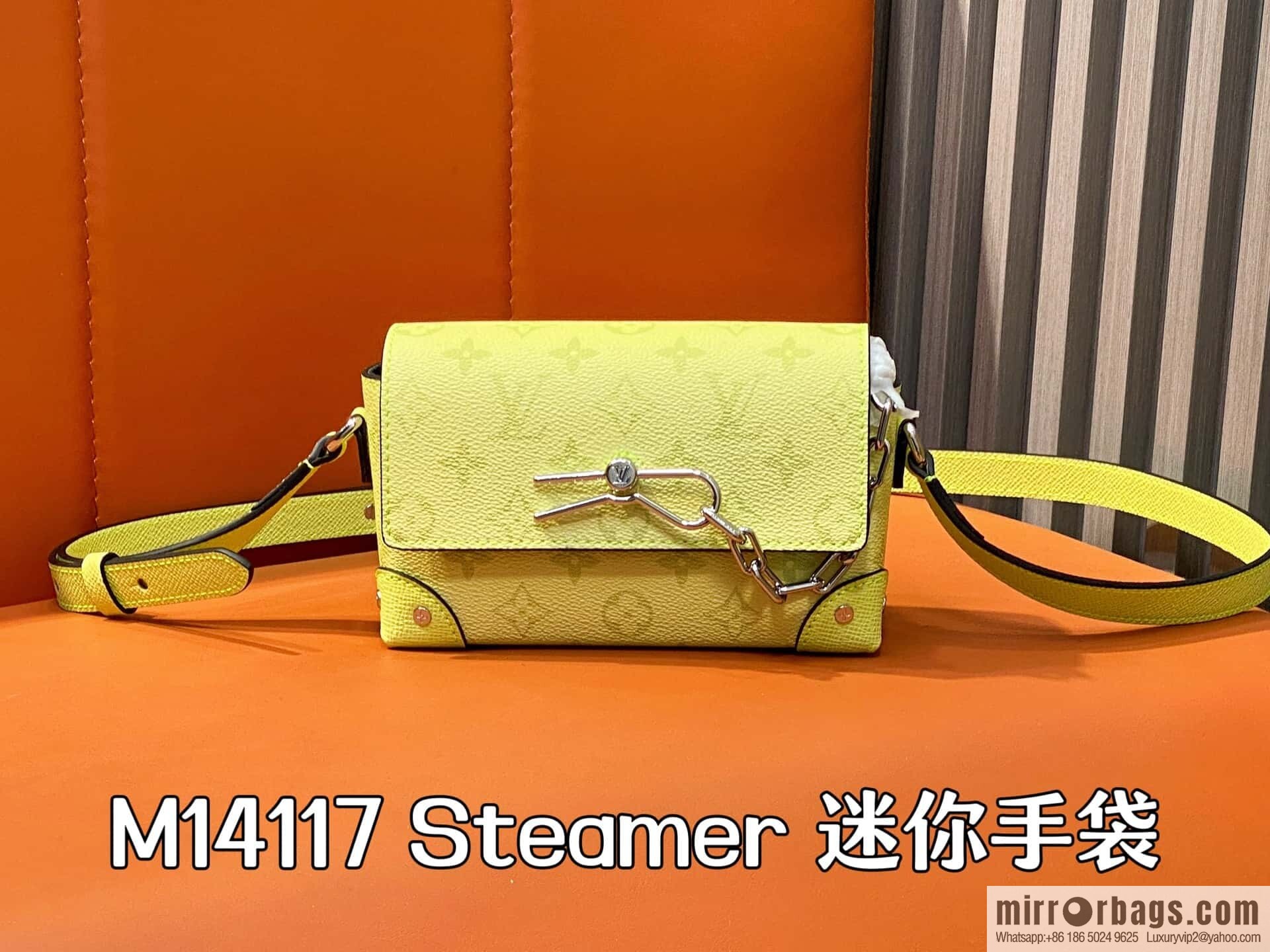 [Boutique‑grade] M14117 lemon yellow, men's bag mini mailman bag Steamer mini handbag