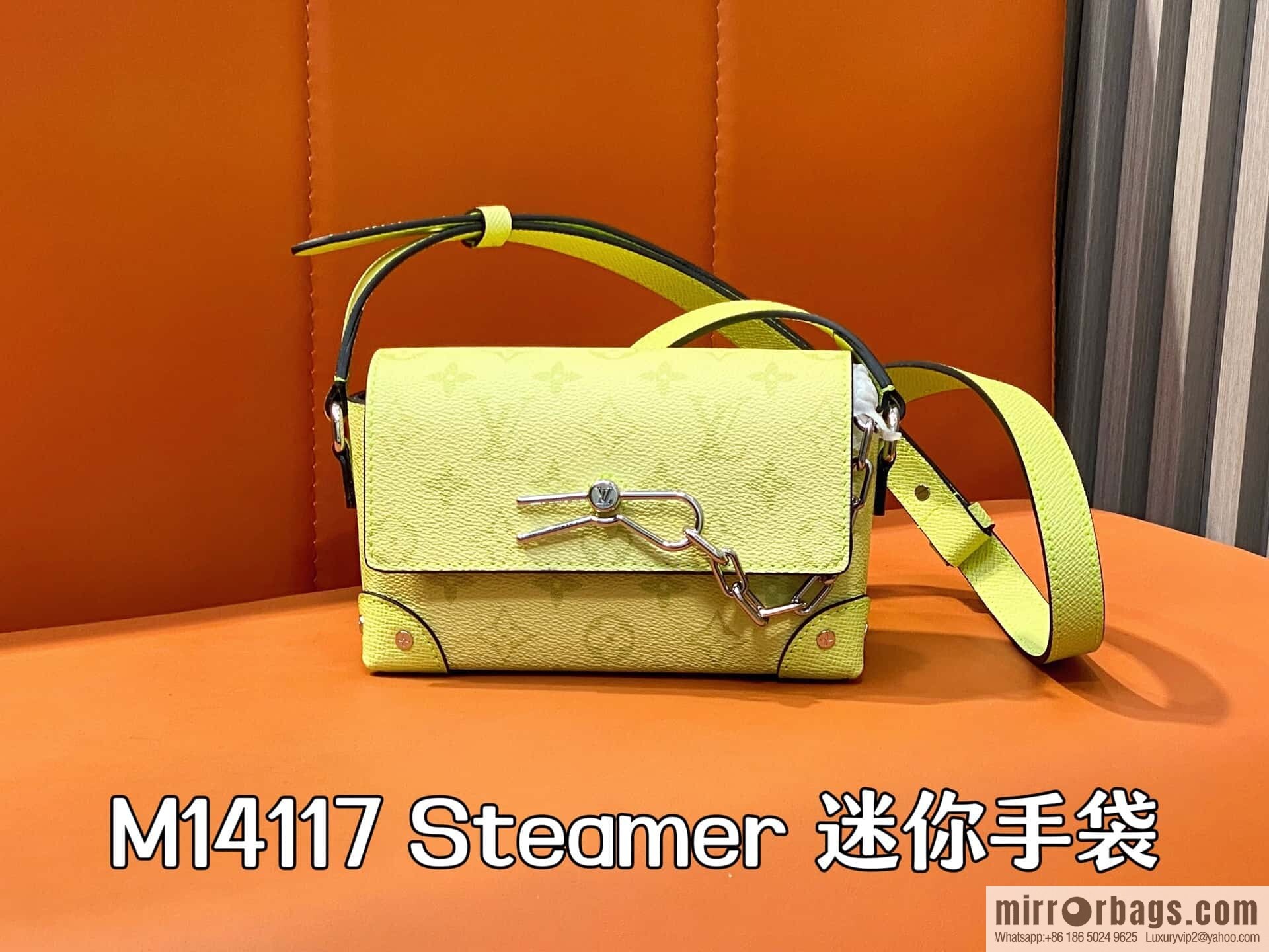 [Boutique‑grade] M14117 lemon yellow, men's bag mini mailman bag Steamer mini handbag