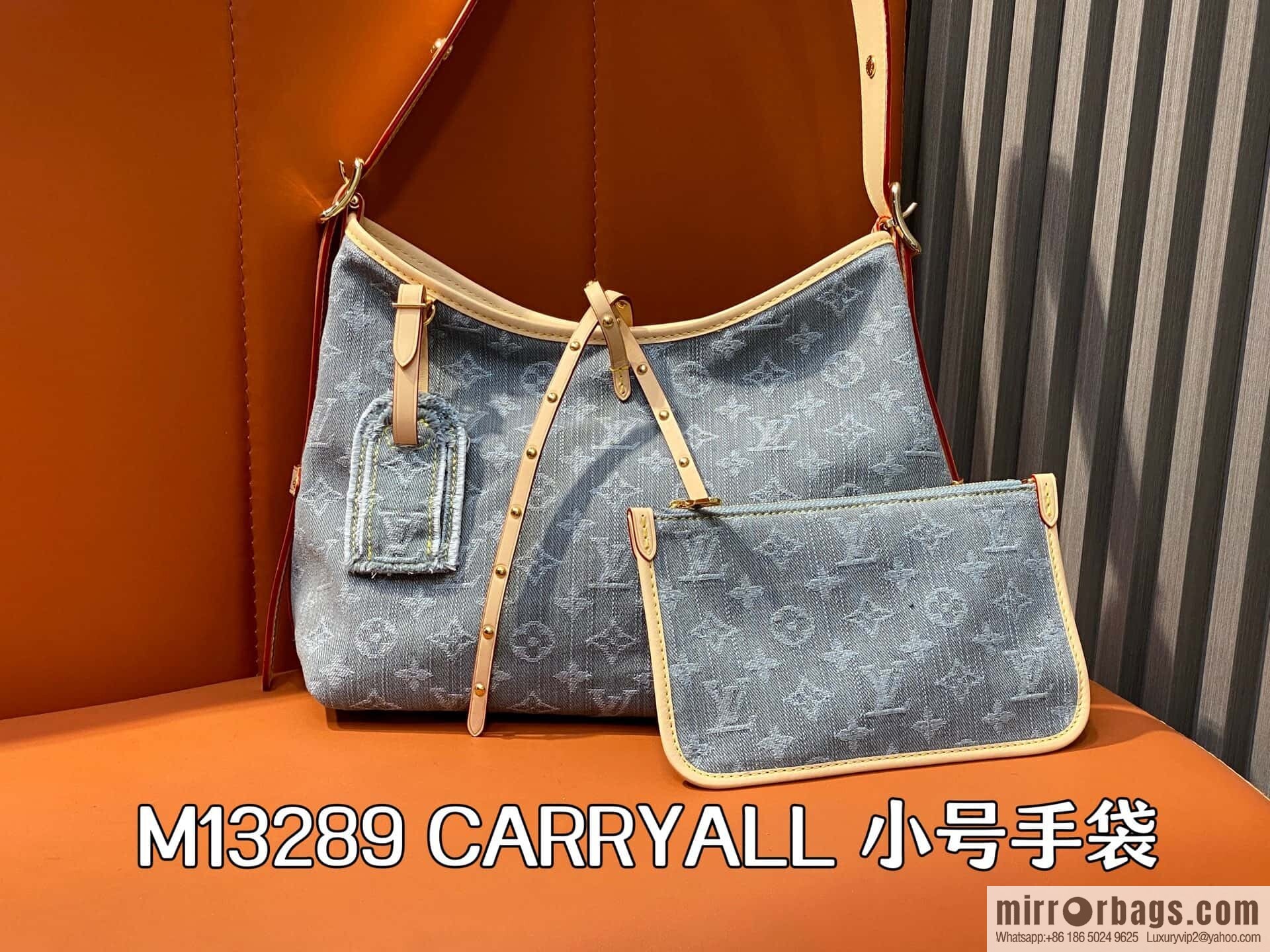 [Boutique‑grade] M13289 gray, denim shopping bag CARRYALL small handbag
