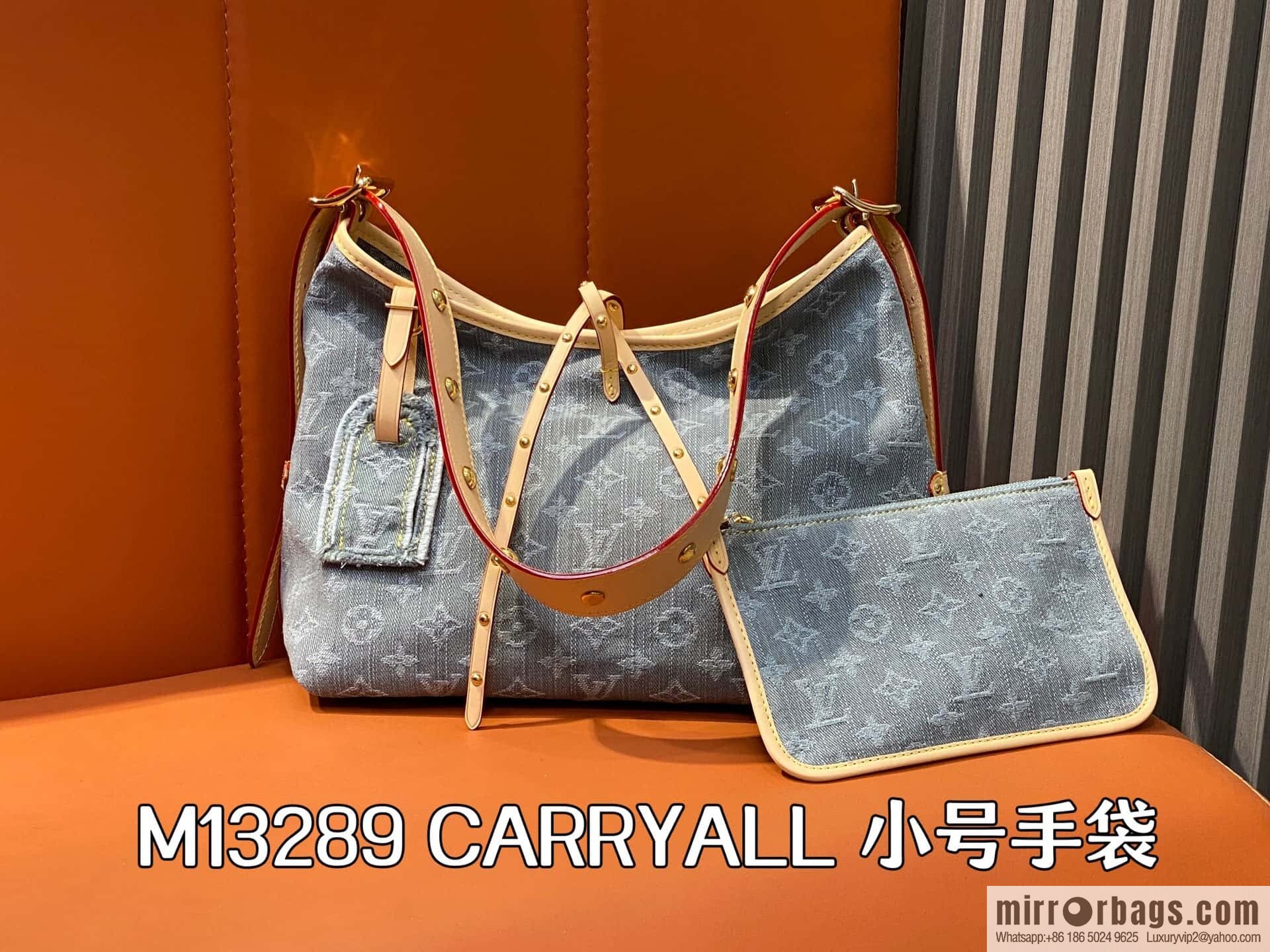 [Boutique‑grade] M13289 gray, denim shopping bag CARRYALL small handbag
