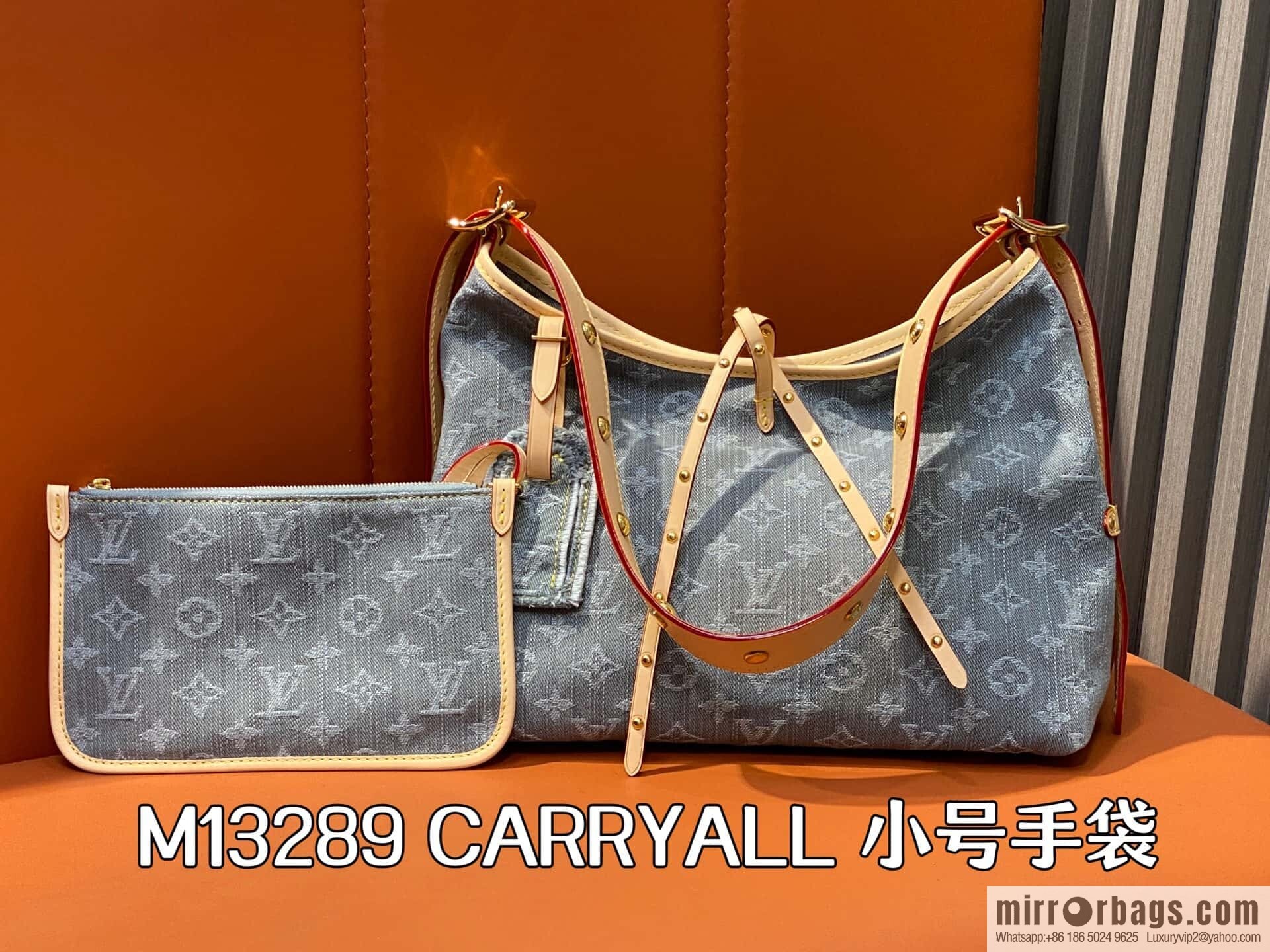 [Boutique‑grade] M13289 gray, denim shopping bag CARRYALL small handbag