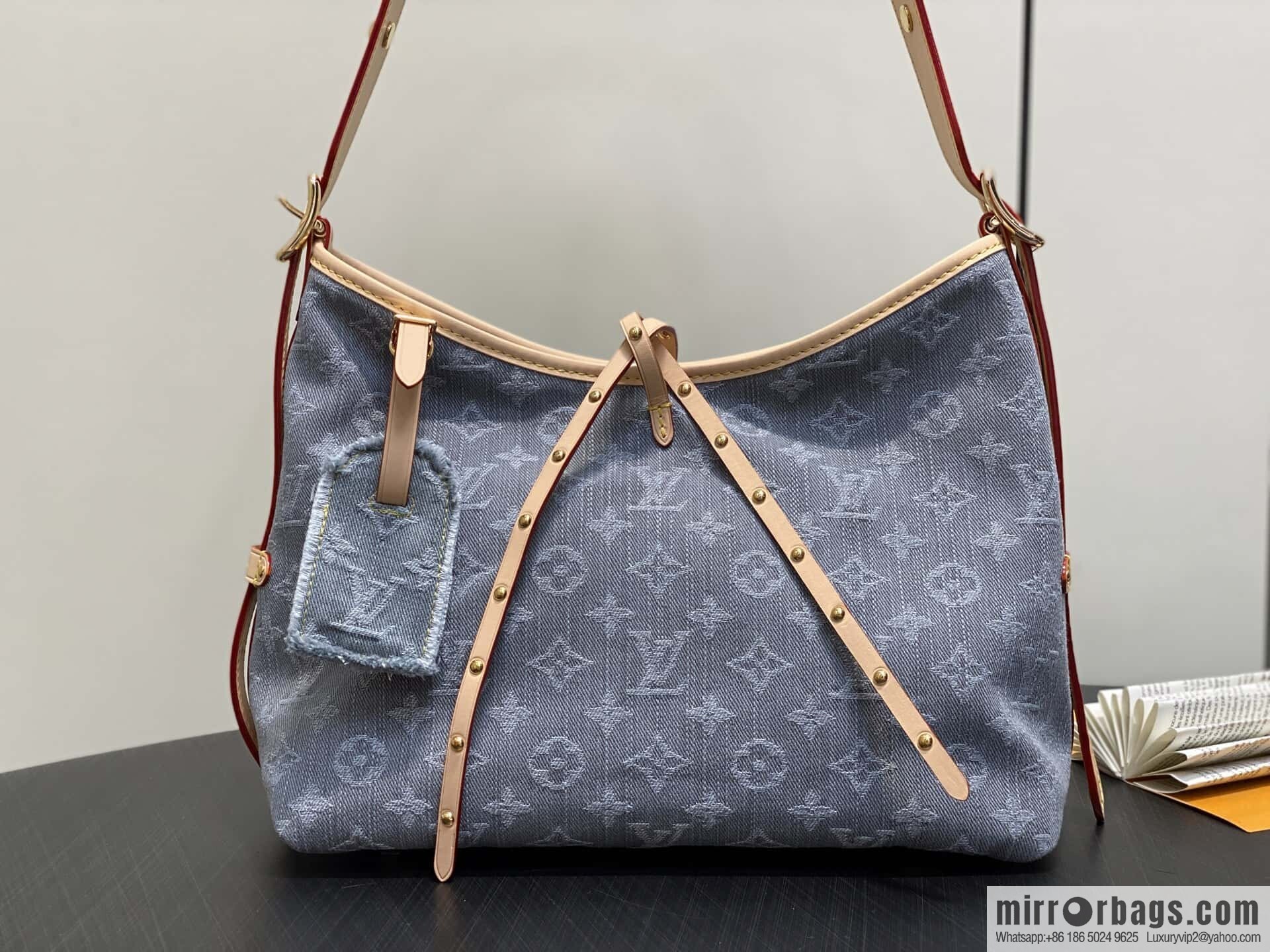 [Boutique‑grade] M13289 gray, denim shopping bag CARRYALL small handbag