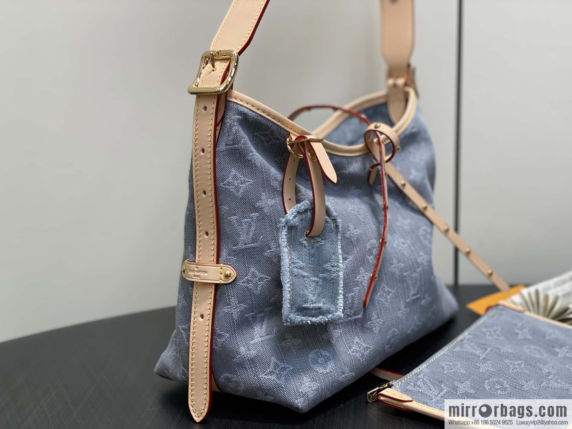 [Boutique‑grade] M13289 gray, denim shopping bag CARRYALL small handbag