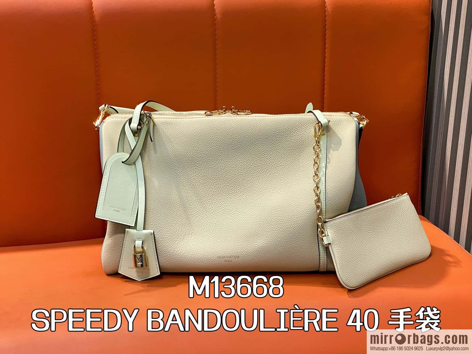 [Boutique‑grade] M13668 milkshake white, full leather speedy pillow bag SPEEDY BANDOULIZRE 40 handbag