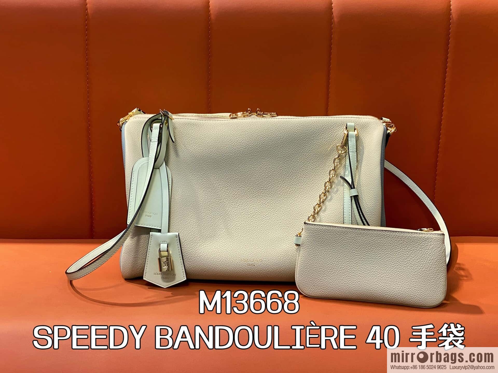 [Boutique‑grade] M13668 milkshake white, full leather speedy pillow bag SPEEDY BANDOULIZRE 40 handbag