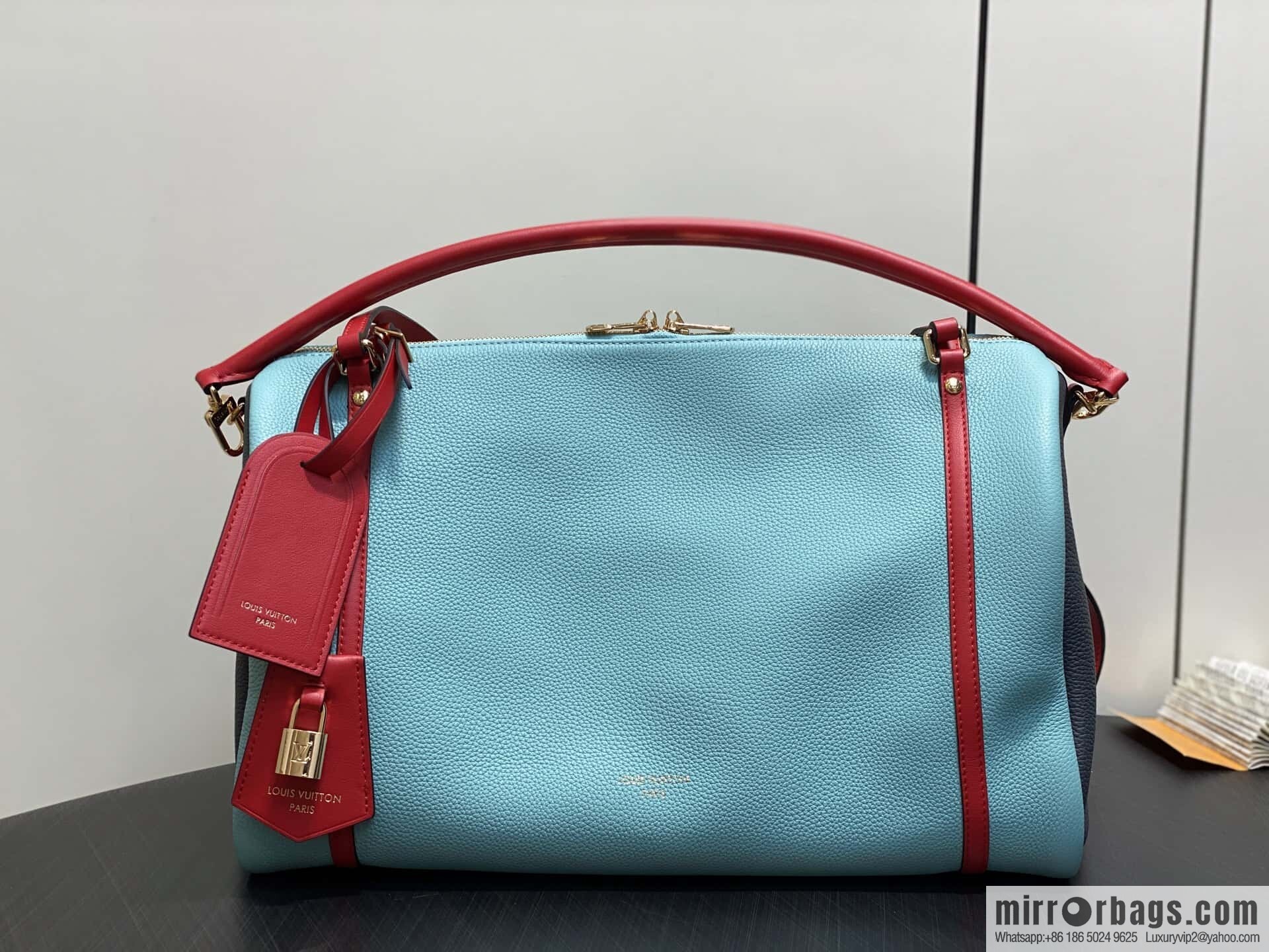 [Boutique‑grade] M13668 Macaron blue, full leather speedy pillow bag SPEEDY BANDOULIIZRE 40 handbag