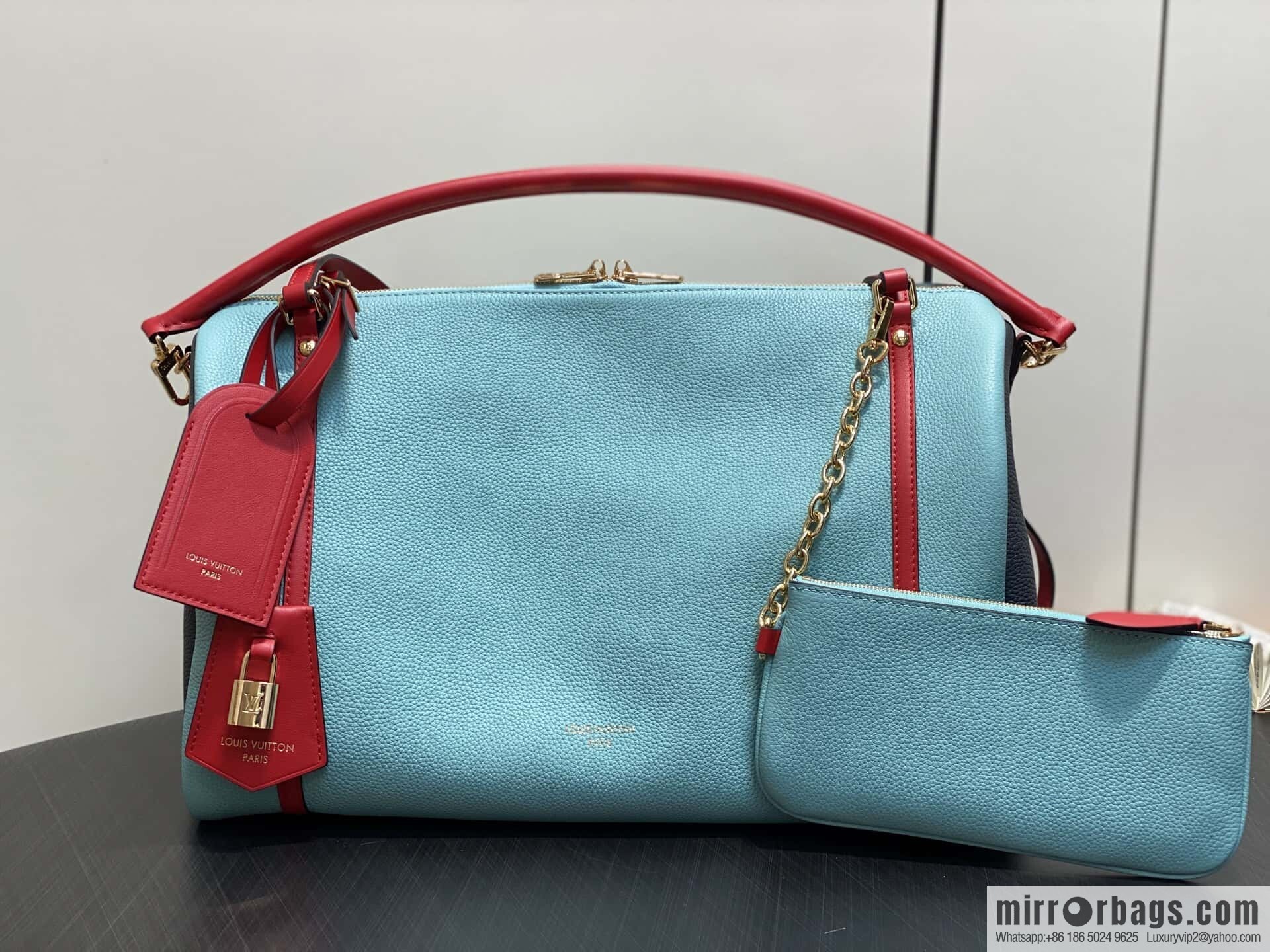 [Boutique‑grade] M13668 Macaron blue, full leather speedy pillow bag SPEEDY BANDOULIIZRE 40 handbag