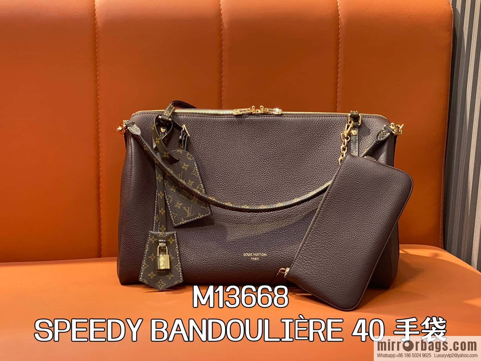 [Boutique‑grade] M13668 jujube red, full leather speedy pillow bag SPEEDY BANDOULIZRE 40 handbag