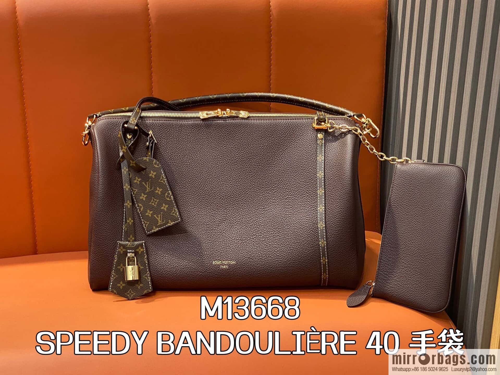 [Boutique‑grade] M13668 jujube red, full leather speedy pillow bag SPEEDY BANDOULIZRE 40 handbag