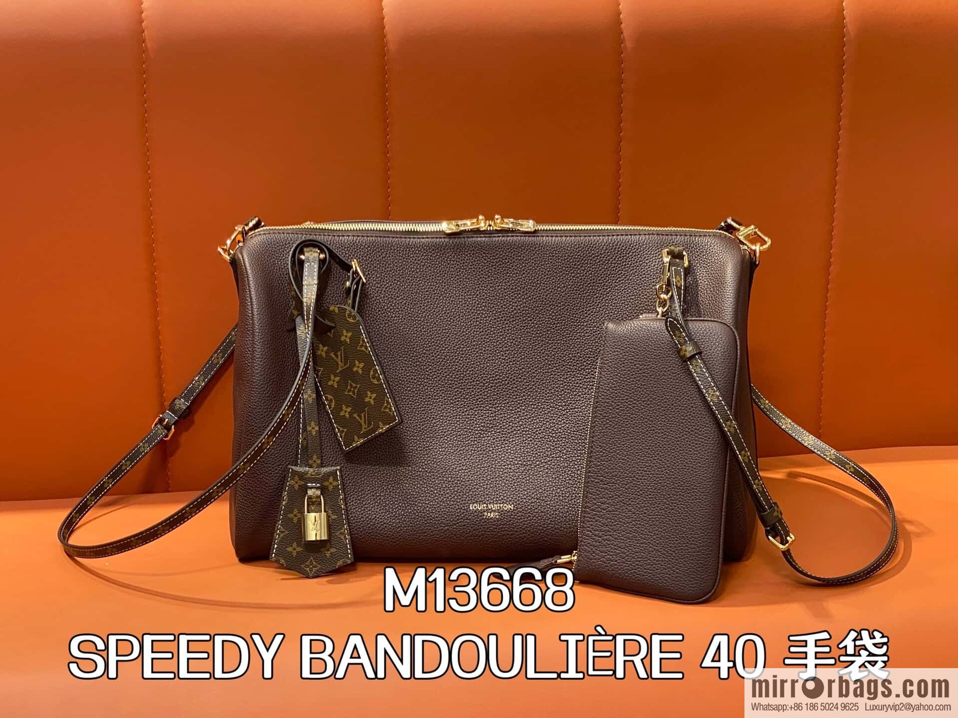 [Boutique‑grade] M13668 jujube red, full leather speedy pillow bag SPEEDY BANDOULIZRE 40 handbag