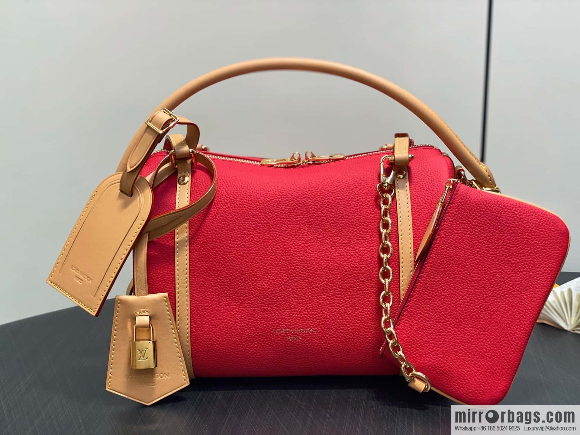 [Boutique‑grade] M13667 red, full leather, speedy pillow bag SPEEDY BANDOULIZRE 25 handbag