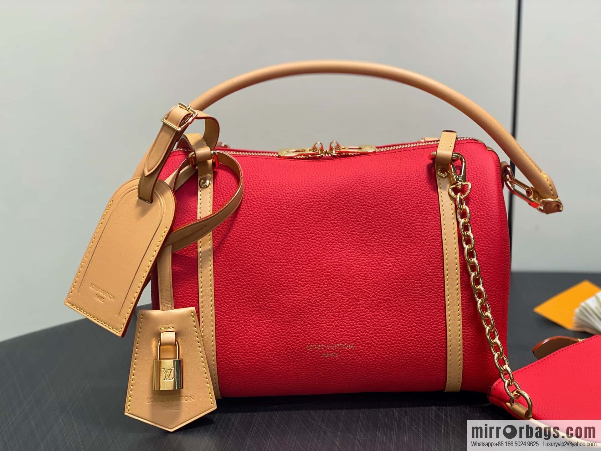 [Boutique‑grade] M13667 red, full leather, speedy pillow bag SPEEDY BANDOULIZRE 25 handbag