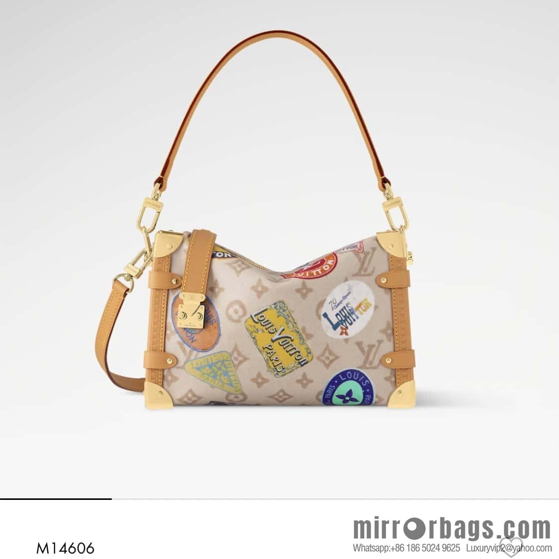 [Boutique‑grade] M14606 white flower, badge soft box, new SIDE TRUNK medium handbag of the season