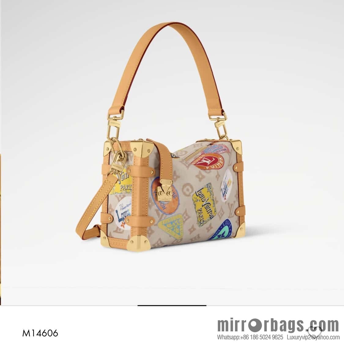 [Boutique‑grade] M14606 white flower, badge soft box, new SIDE TRUNK medium handbag of the season
