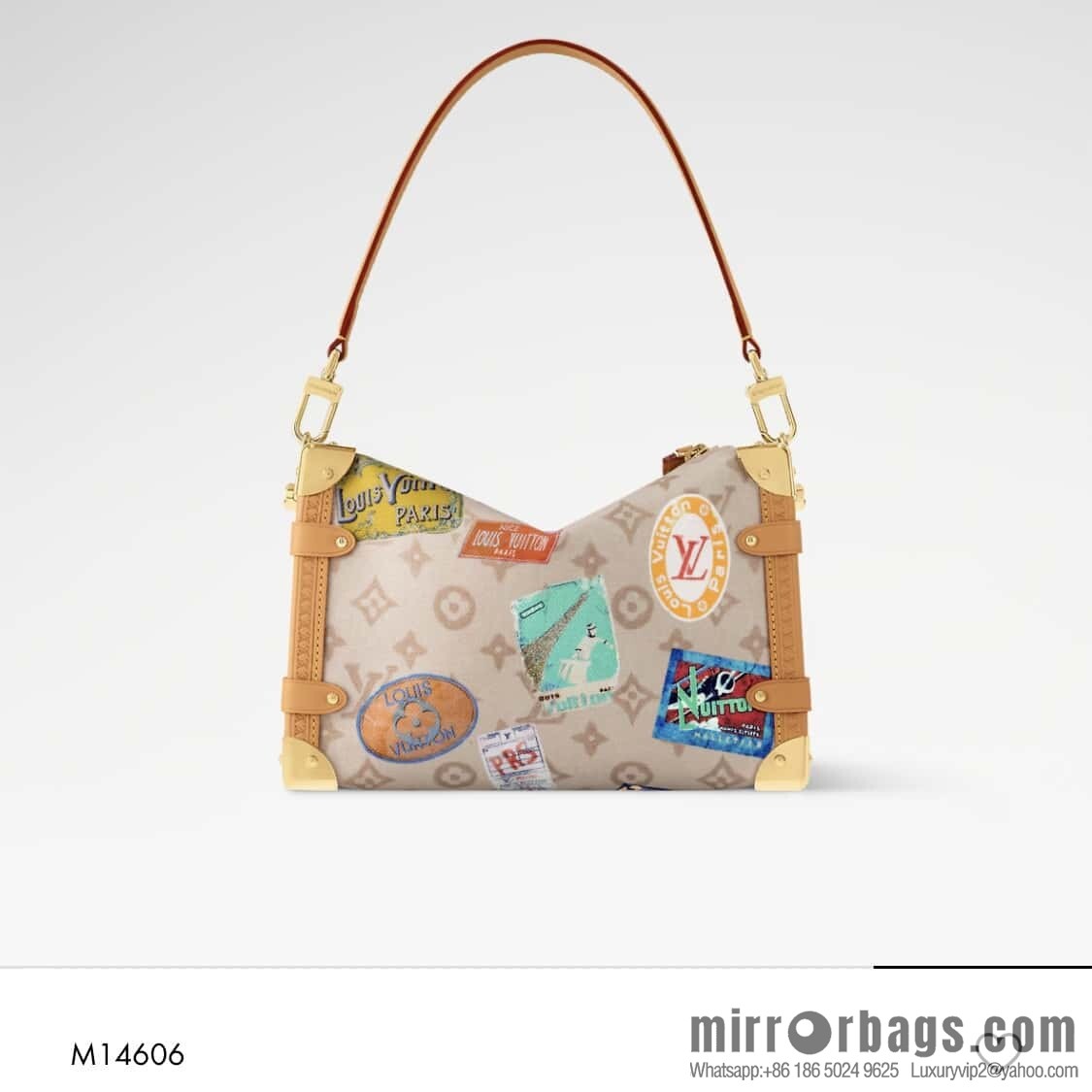 [Boutique‑grade] M14606 white flower, badge soft box, new SIDE TRUNK medium handbag of the season