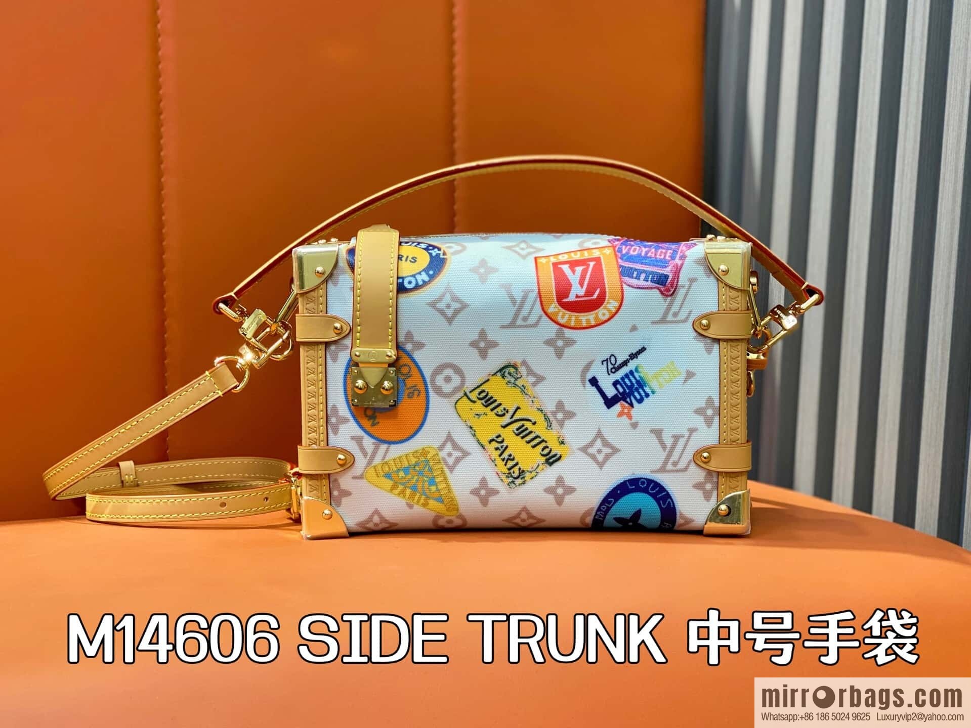 [Boutique‑grade] M14606 white flower, badge soft box, new SIDE TRUNK medium handbag of the season