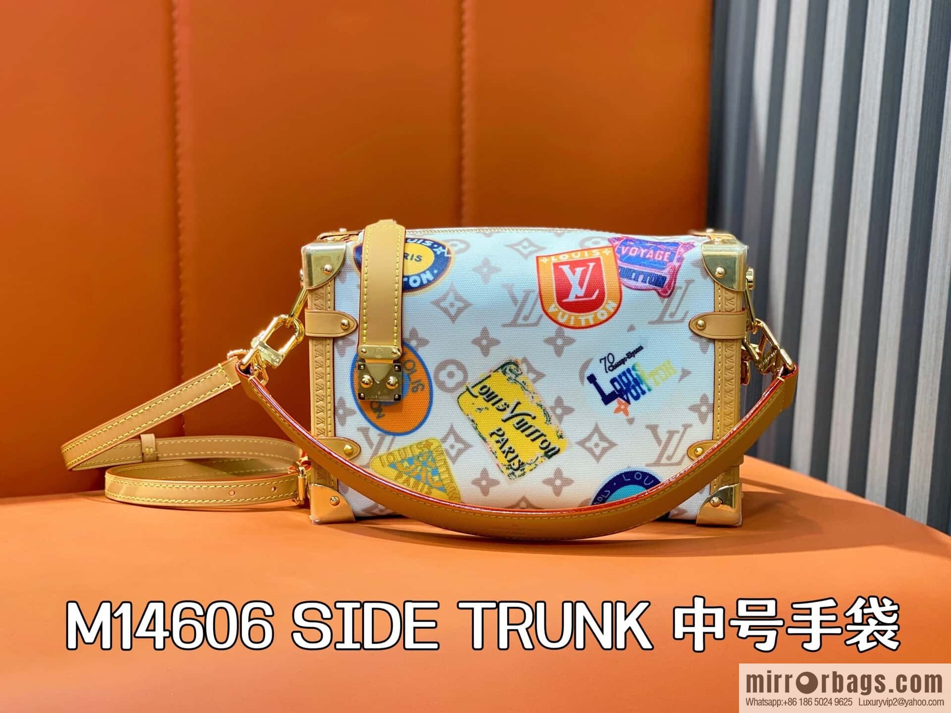 [Boutique‑grade] M14606 white flower, badge soft box, new SIDE TRUNK medium handbag of the season