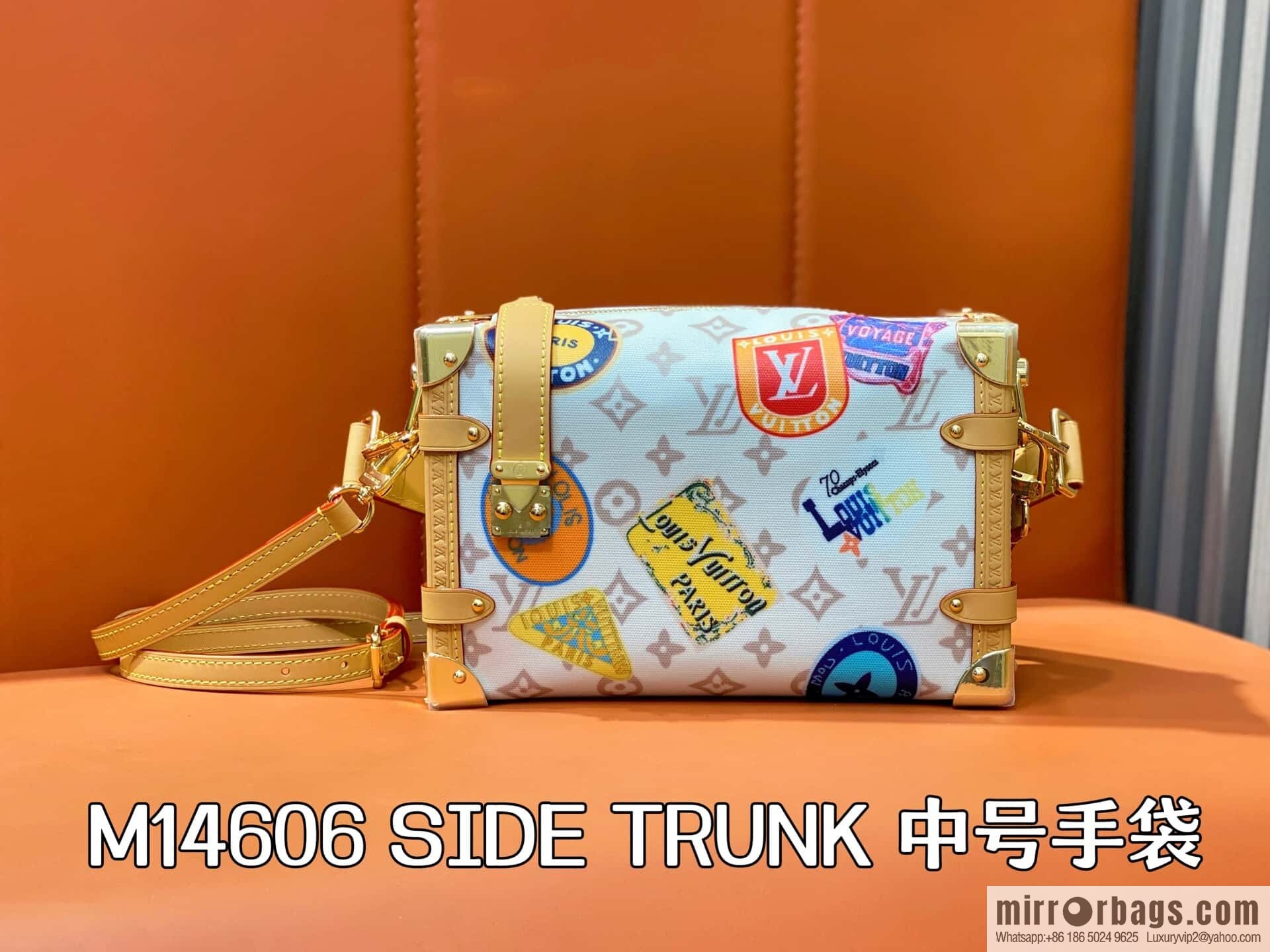 [Boutique‑grade] M14606 white flower, badge soft box, new SIDE TRUNK medium handbag of the season