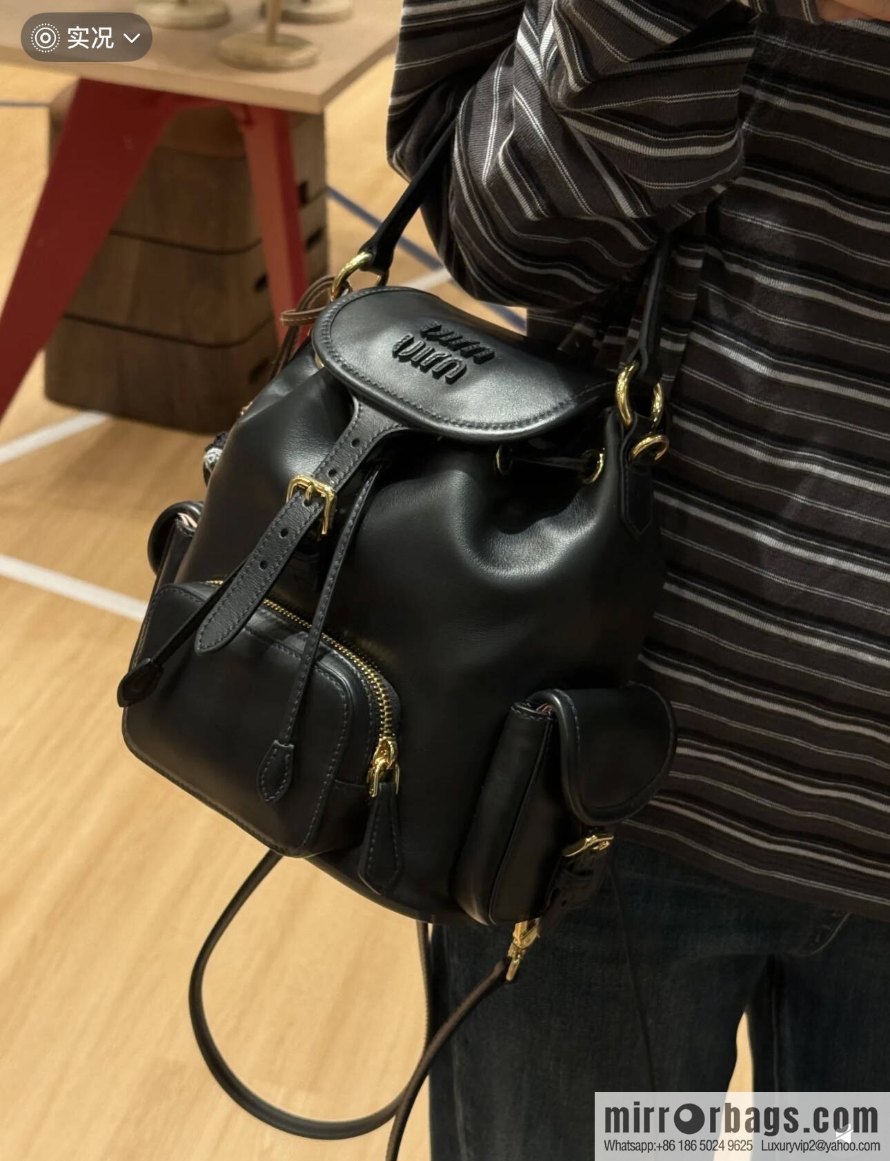 MIUMIU new backpack 5BZ043 small multi-function, black.
