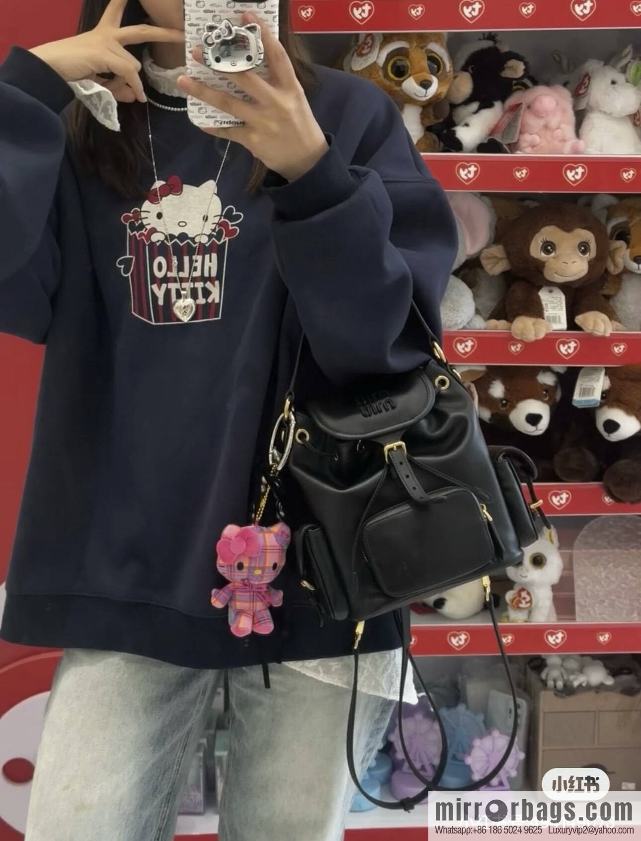 MIUMIU new backpack 5BZ043 small multi-function, black.