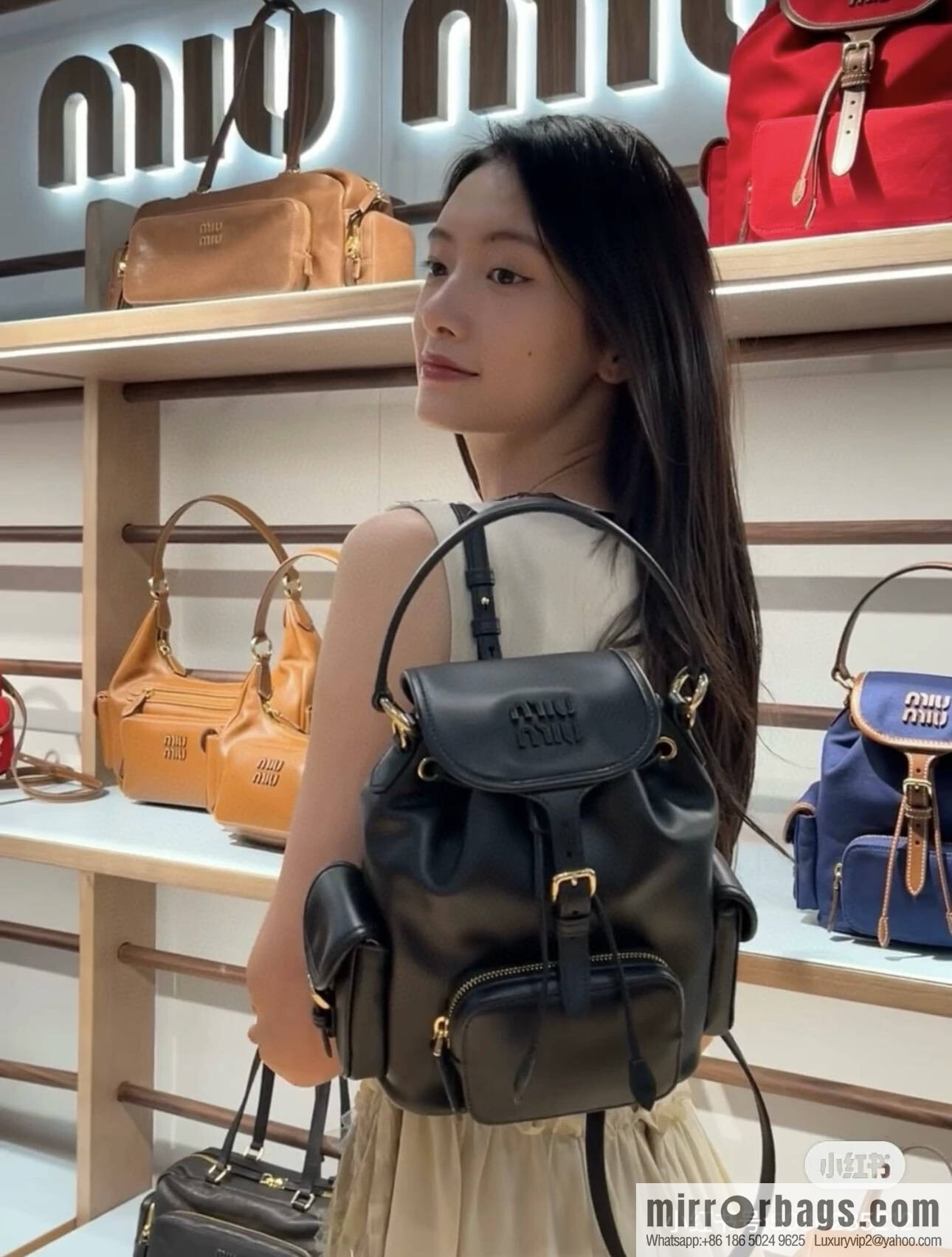 MIUMIU new backpack 5BZ043 small multi-function, black.