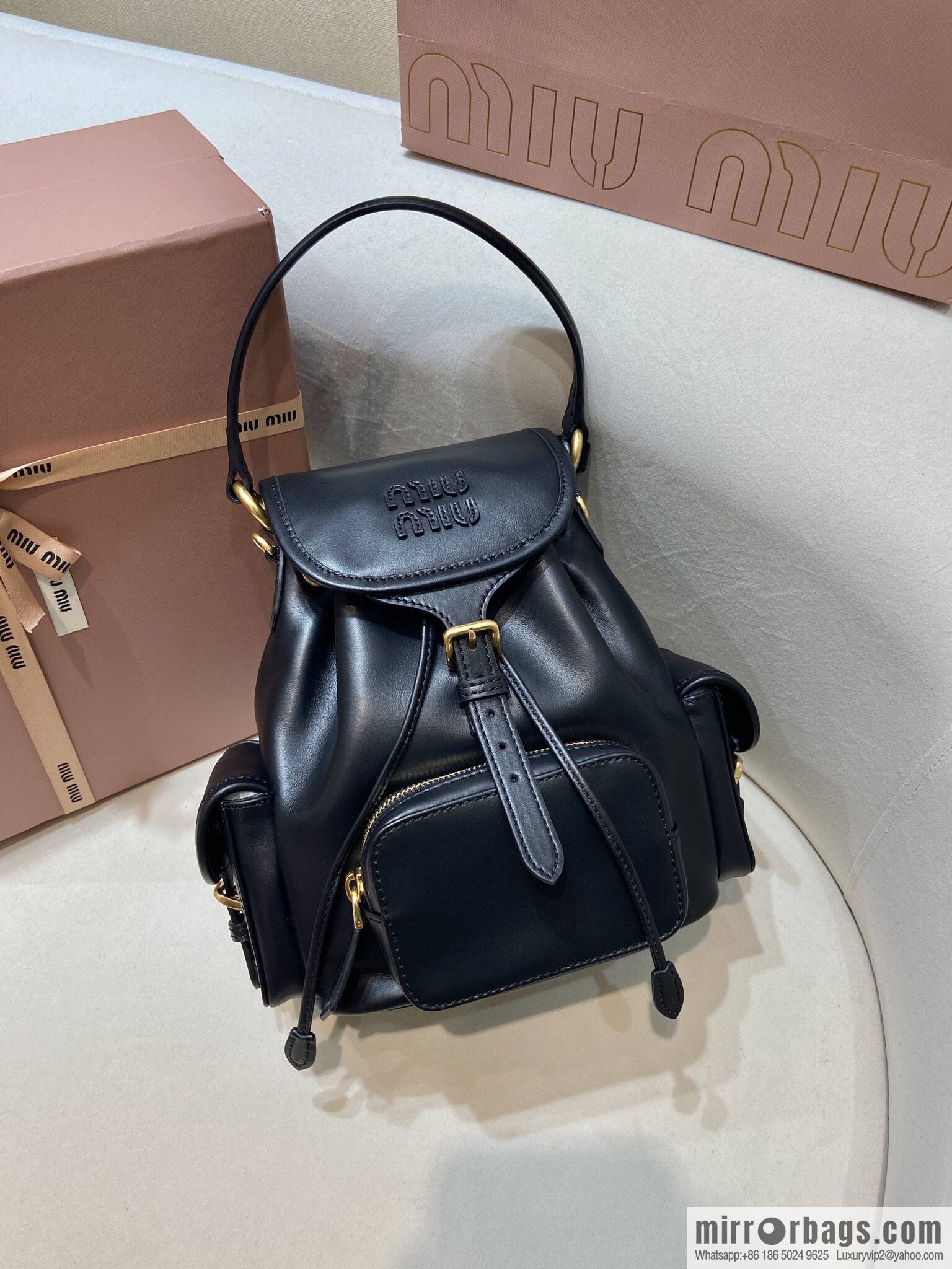 MIUMIU new backpack 5BZ043 small multi-function, black.