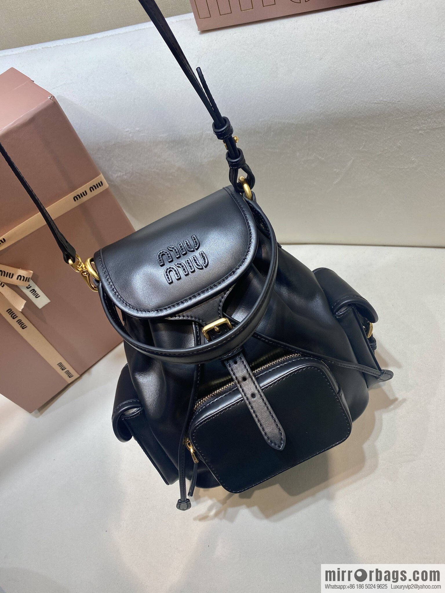 MIUMIU new backpack 5BZ043 small multi-function, black.