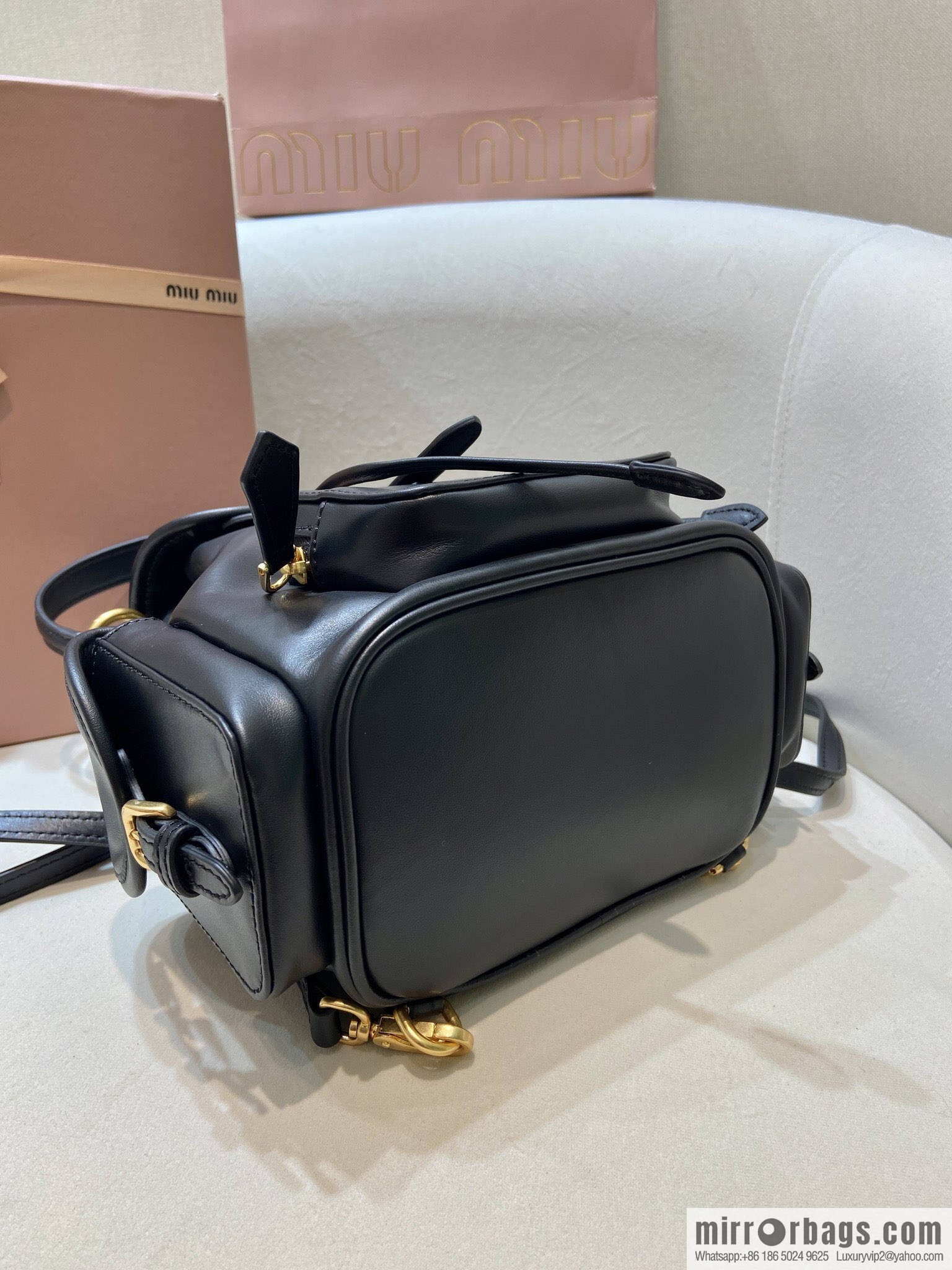 MIUMIU new backpack 5BZ043 small multi-function, black.
