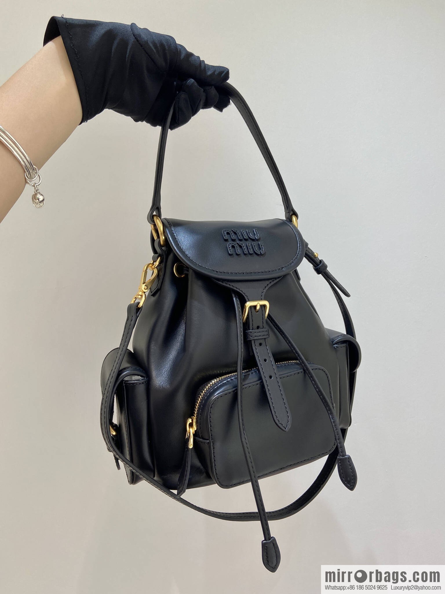 MIUMIU new backpack 5BZ043 small multi-function, black.