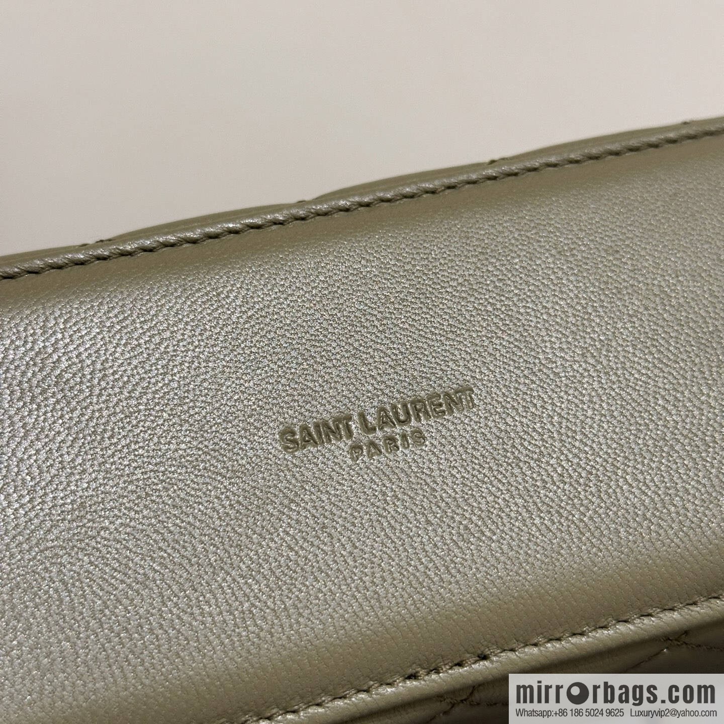 YSL 𝗚𝗔𝗕𝗬 𝗩𝗔𝗡𝗜𝗧𝗬 mini sheepskin clutch bag 766731 green