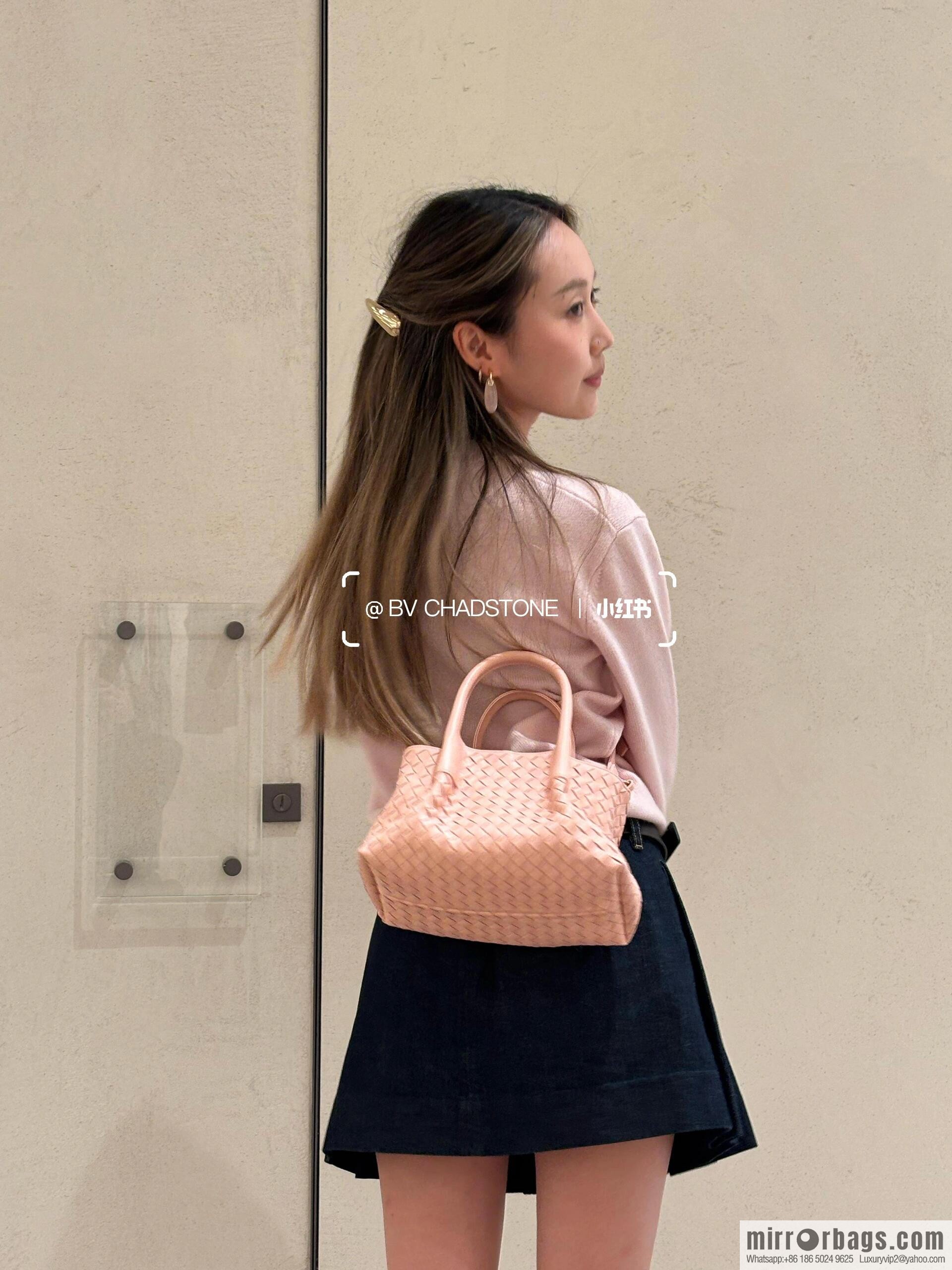 BV small Pinacoteca tote bag 819004 rose powder