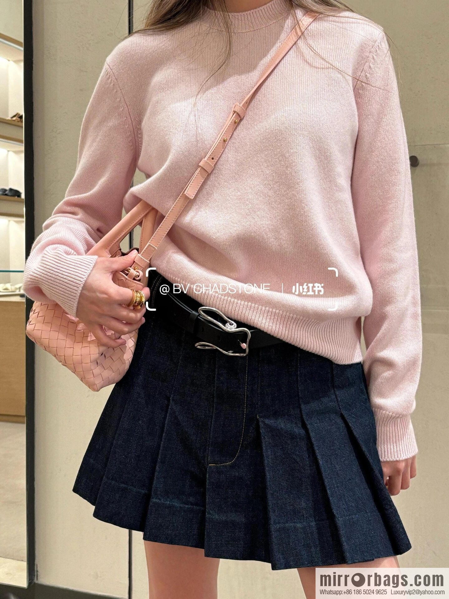 BV small Pinacoteca tote bag 819004 rose powder