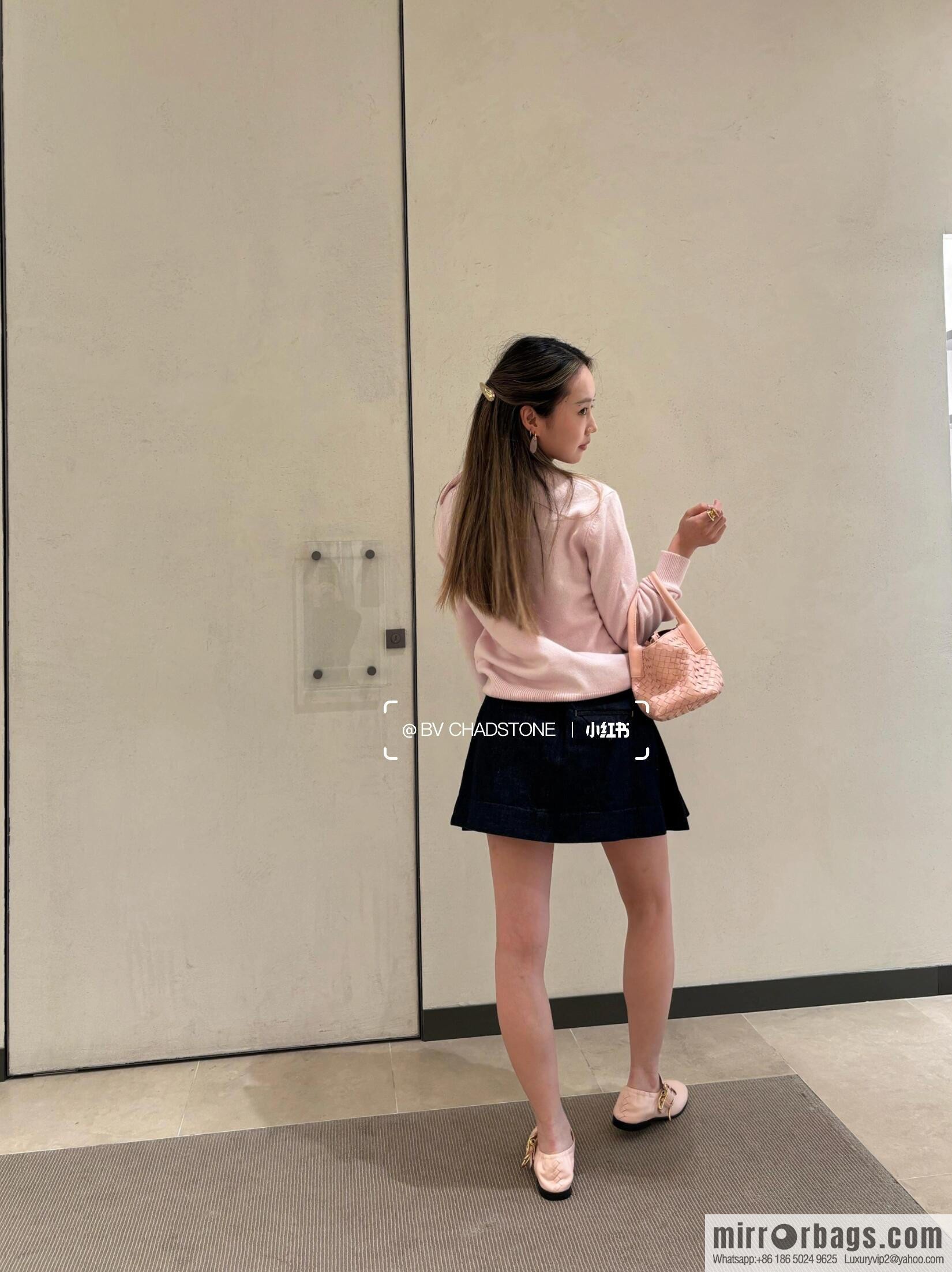 BV small Pinacoteca tote bag 819004 rose powder