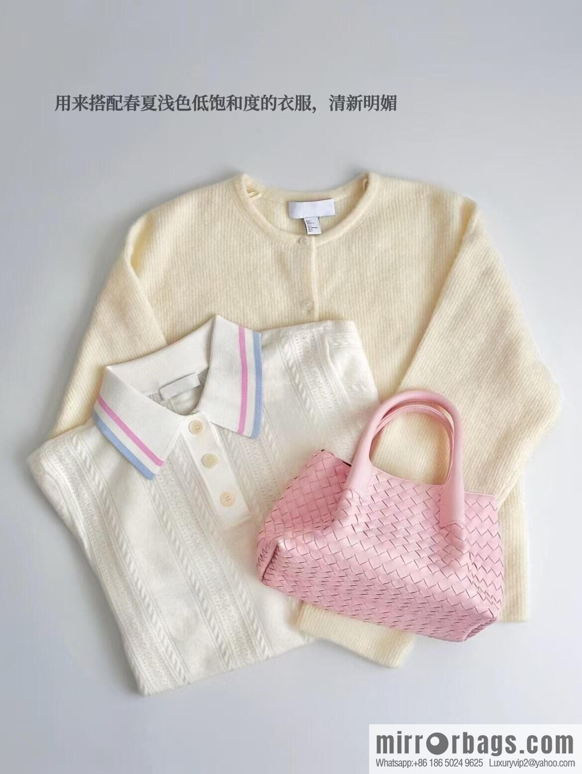 BV small Pinacoteca tote bag 819004 rose powder