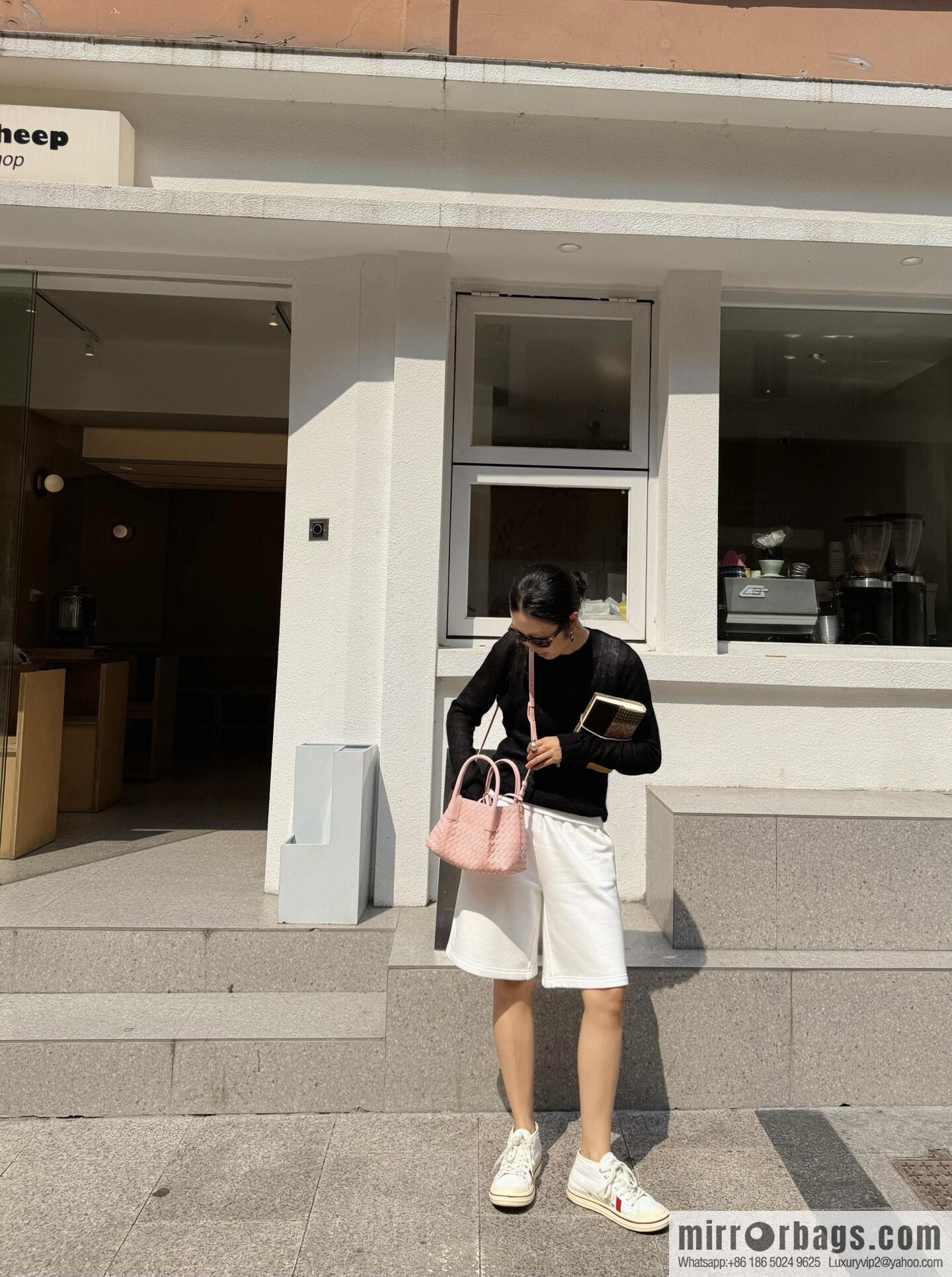 BV small Pinacoteca tote bag 819004 rose powder