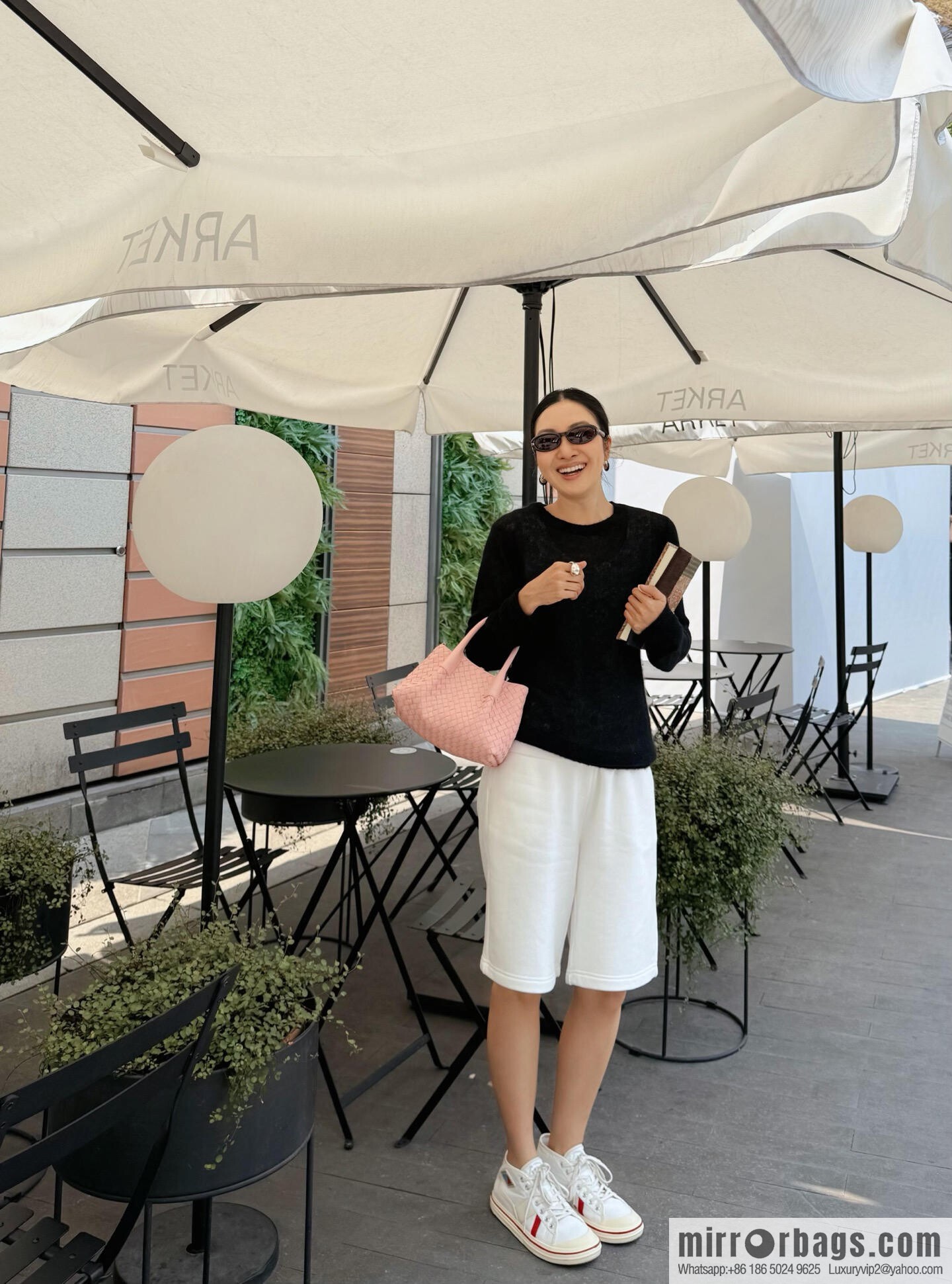 BV small Pinacoteca tote bag 819004 rose powder