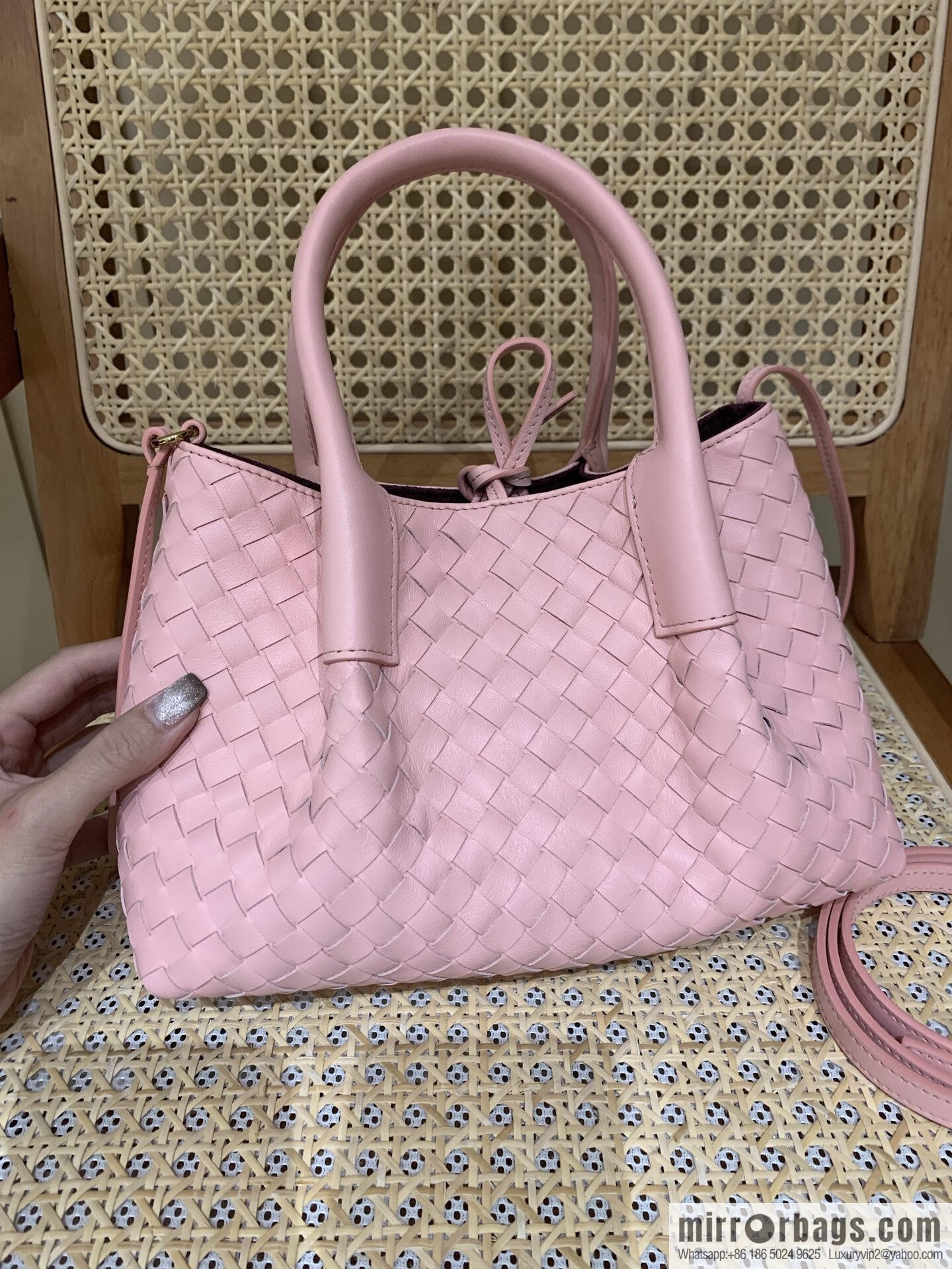 BV small Pinacoteca tote bag 819004 rose powder