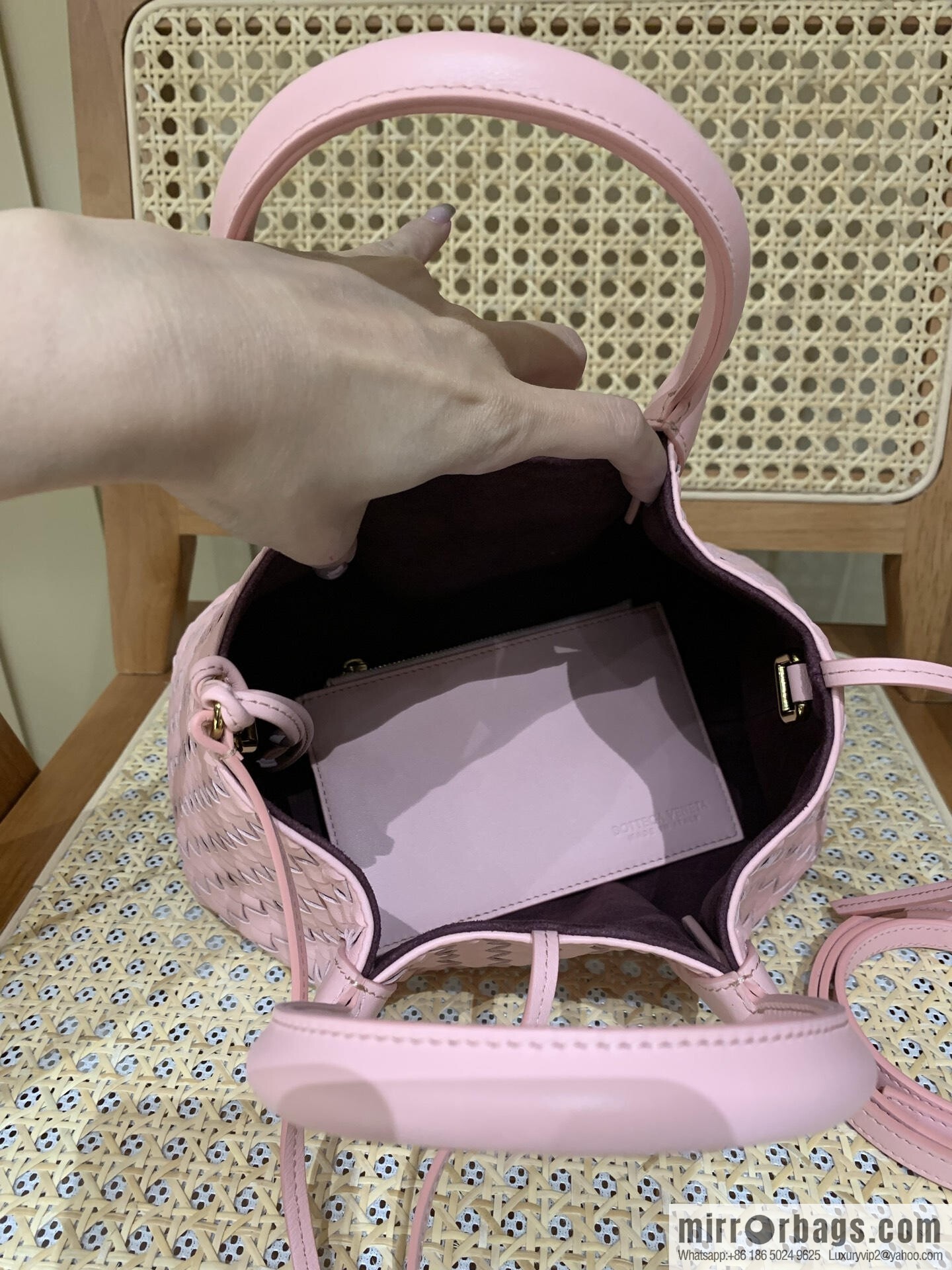 BV small Pinacoteca tote bag 819004 rose powder