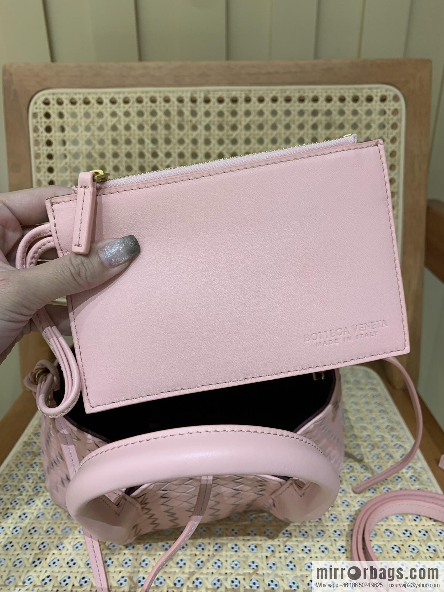 BV small Pinacoteca tote bag 819004 rose powder