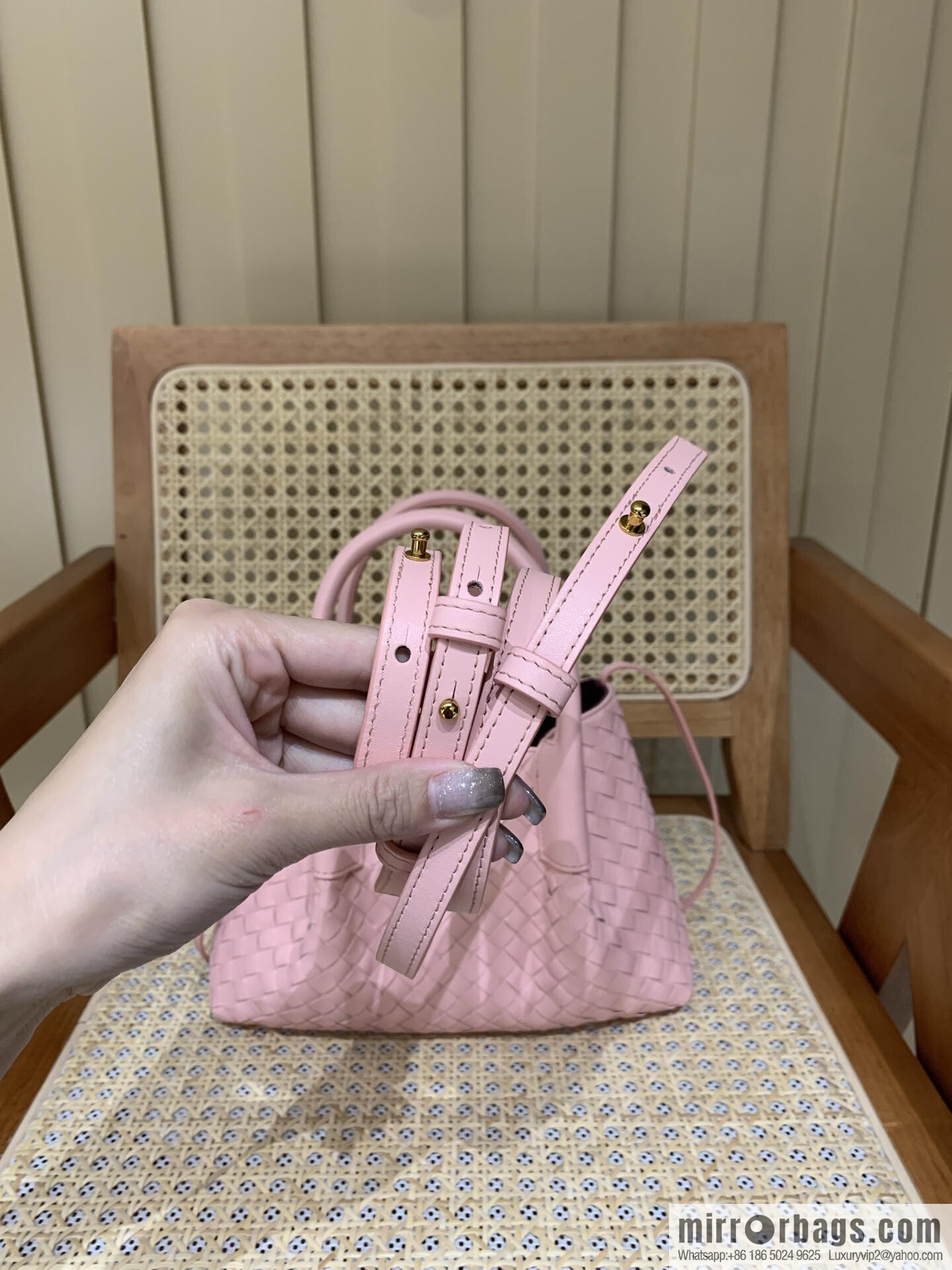 BV small Pinacoteca tote bag 819004 rose powder