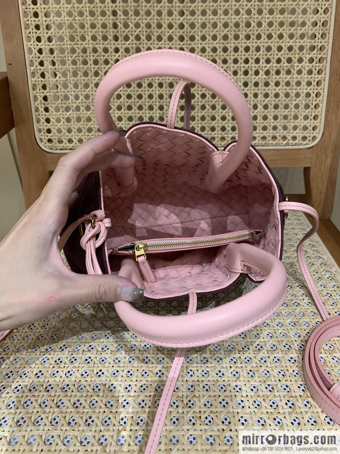 BV small Pinacoteca tote bag 819004 rose powder