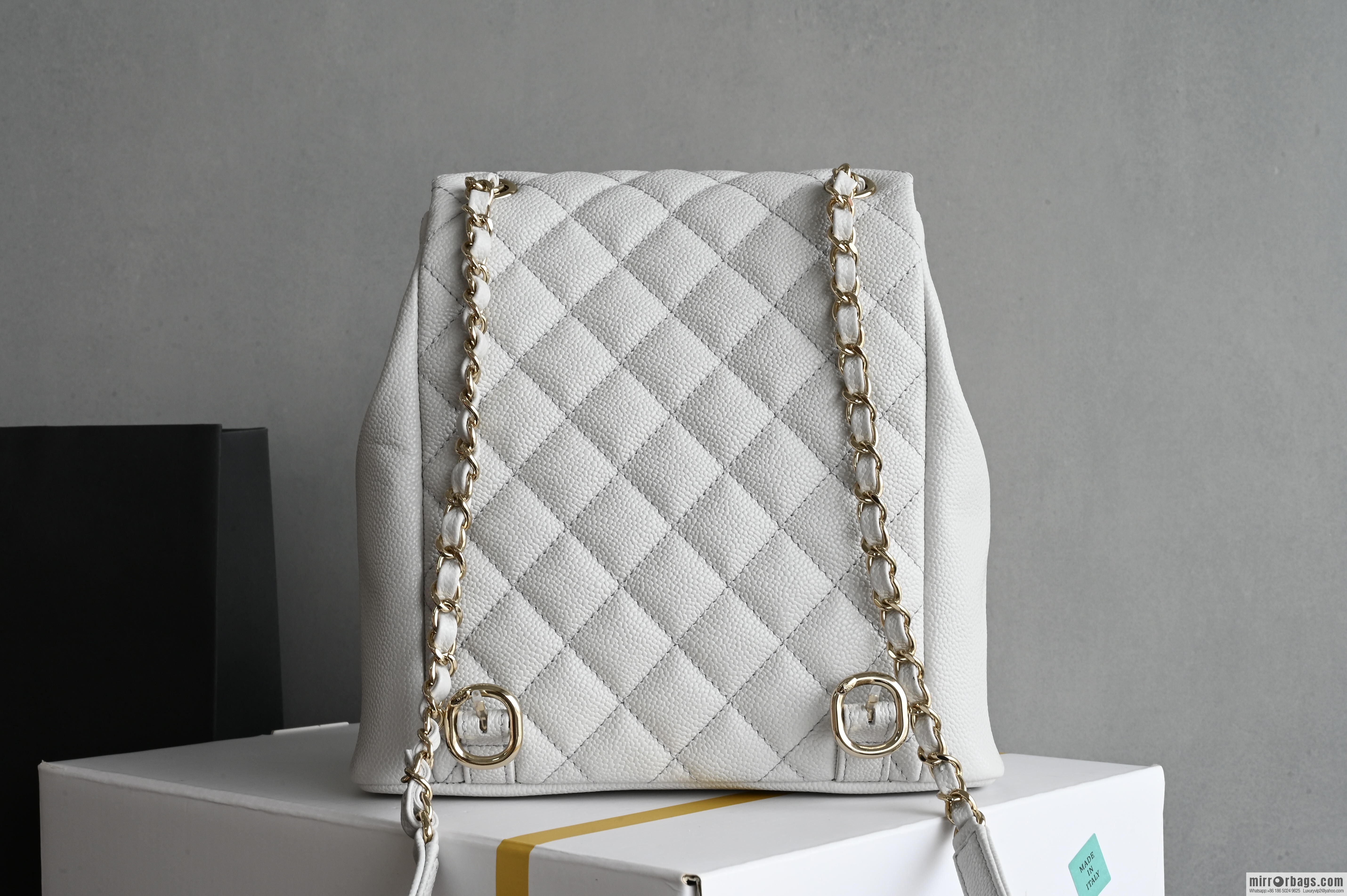 CHANEL Double Pocket Frog ๐ธ Retro Backpack, Light Grey, Medium AS3860